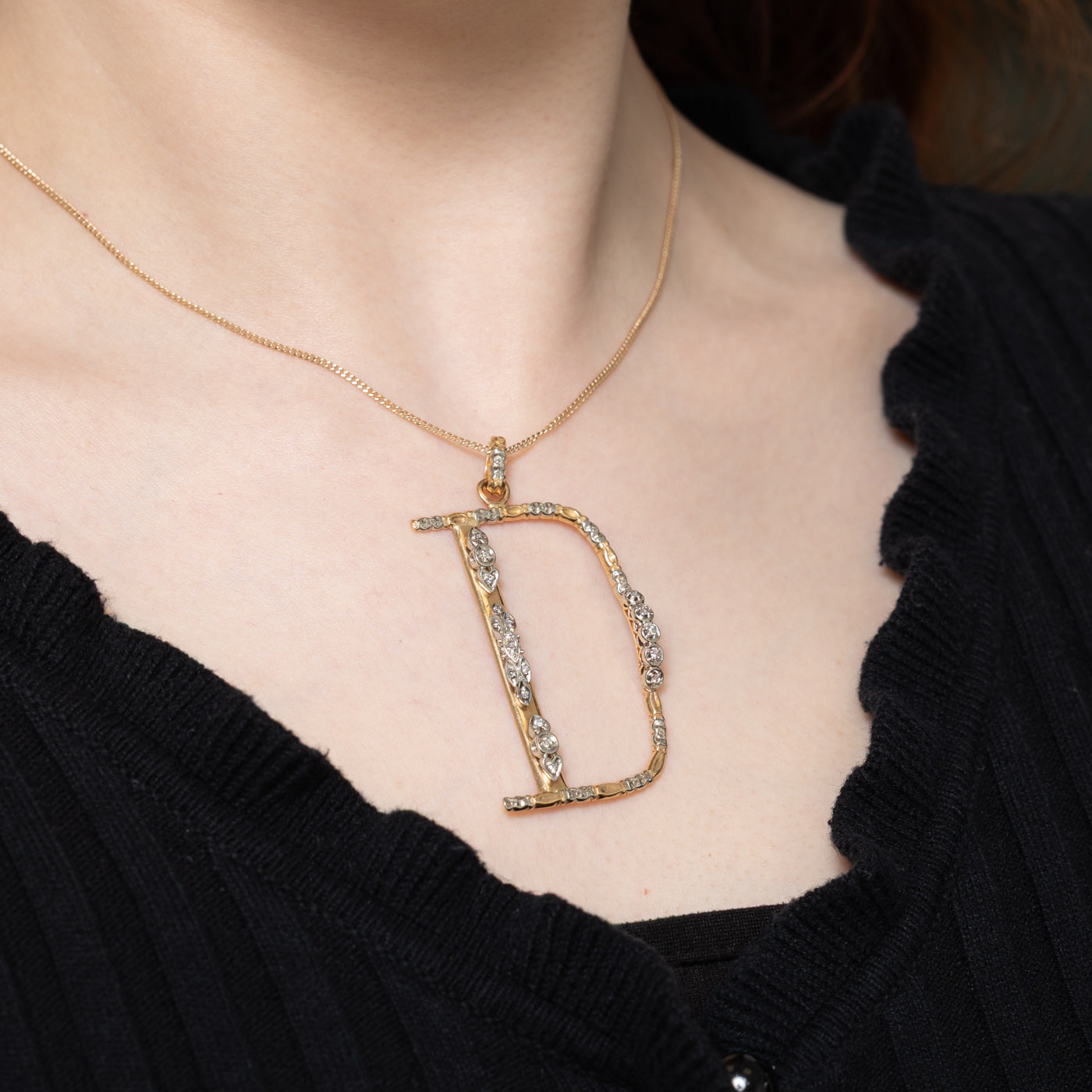 Diamond 'D' Large Initial Pendant | 0.20ctw