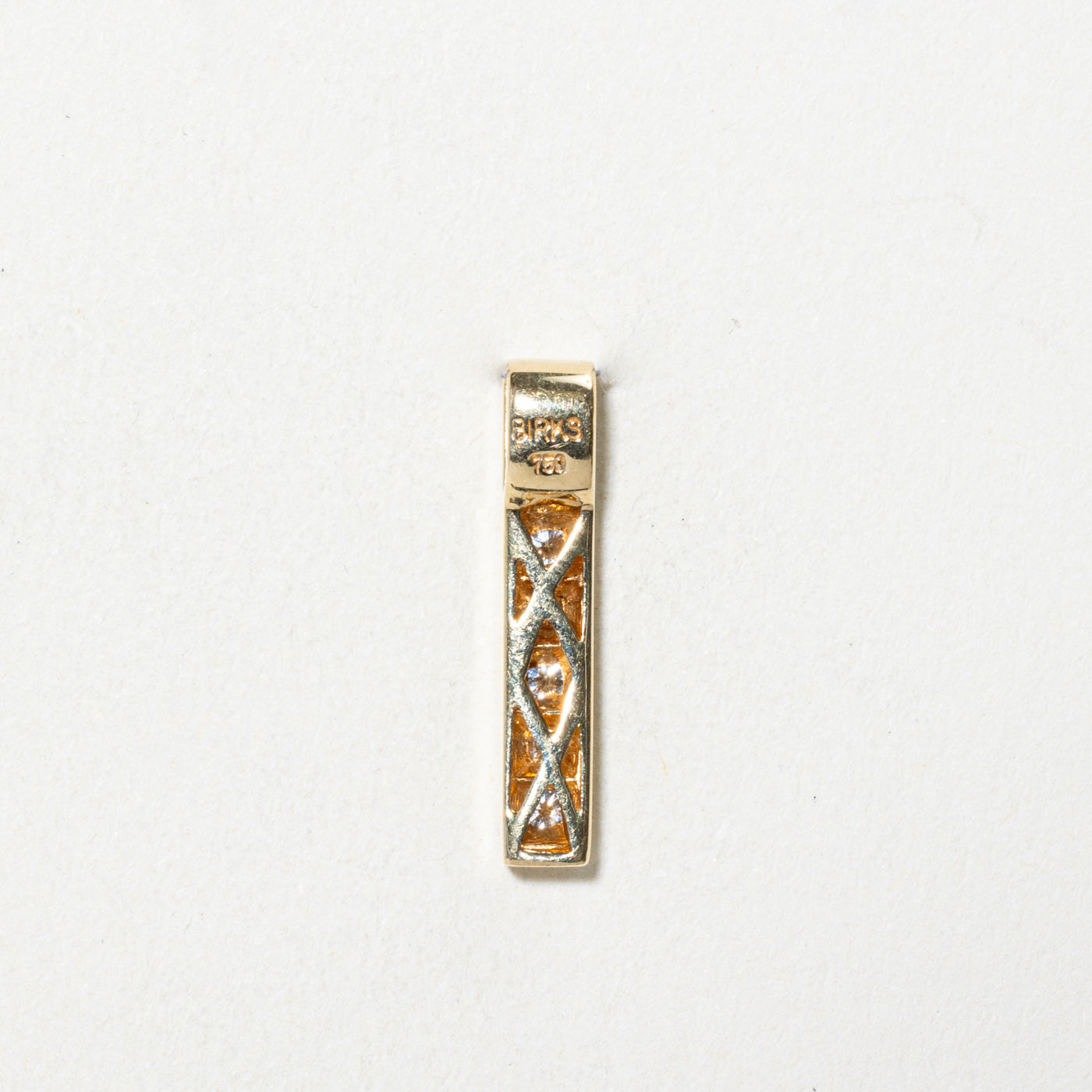 'Birks' Channel Set Diamond Bar Pendant | 0.40ctw