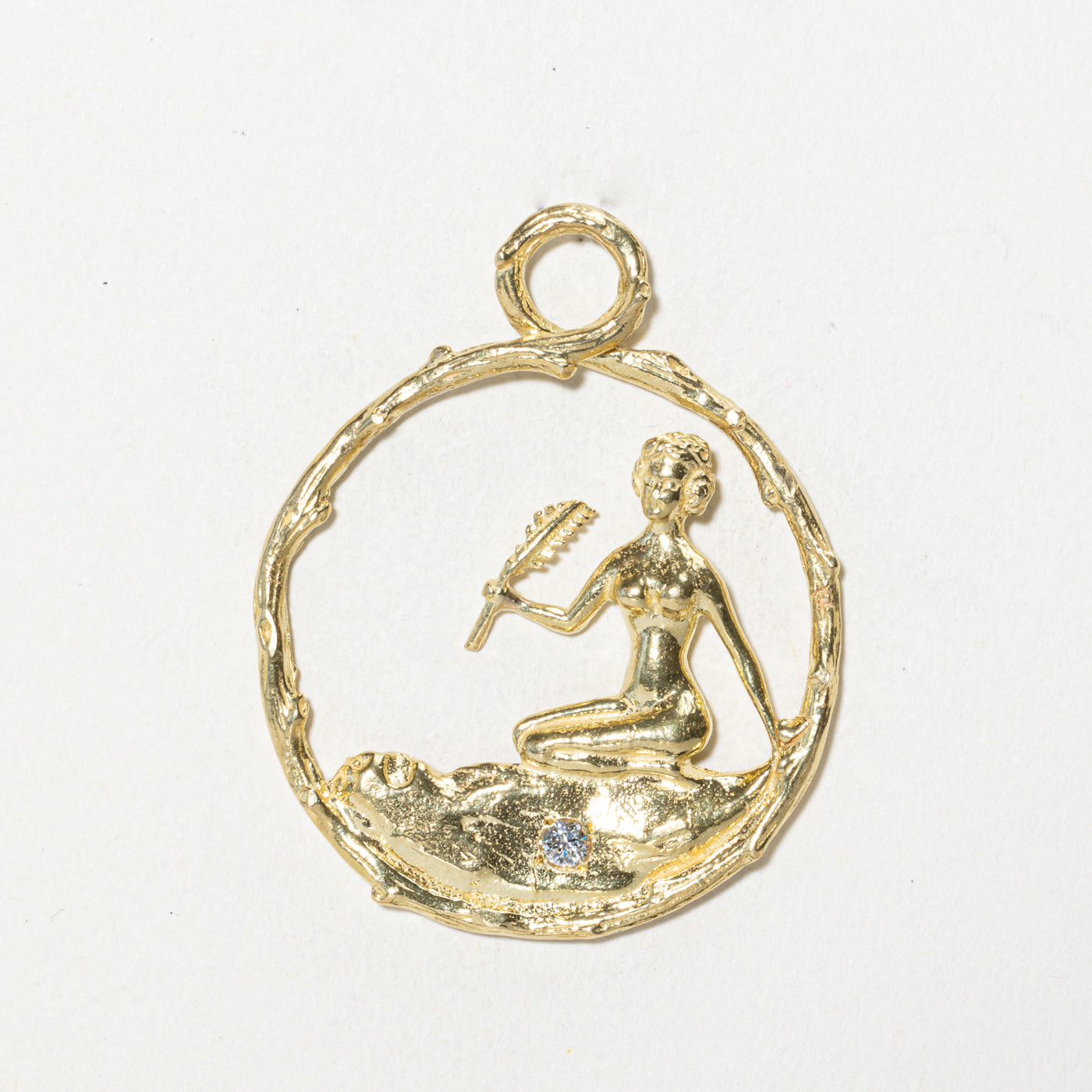 Single Diamond Woman Figure Pendant | 0.07ct