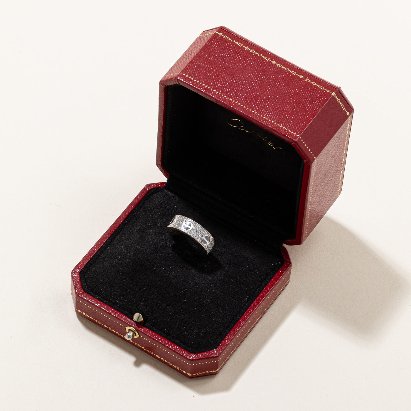 'Cartier' Diamond Paved Ceramic Love Ring | 0.74ctw | SZ 5.5 |