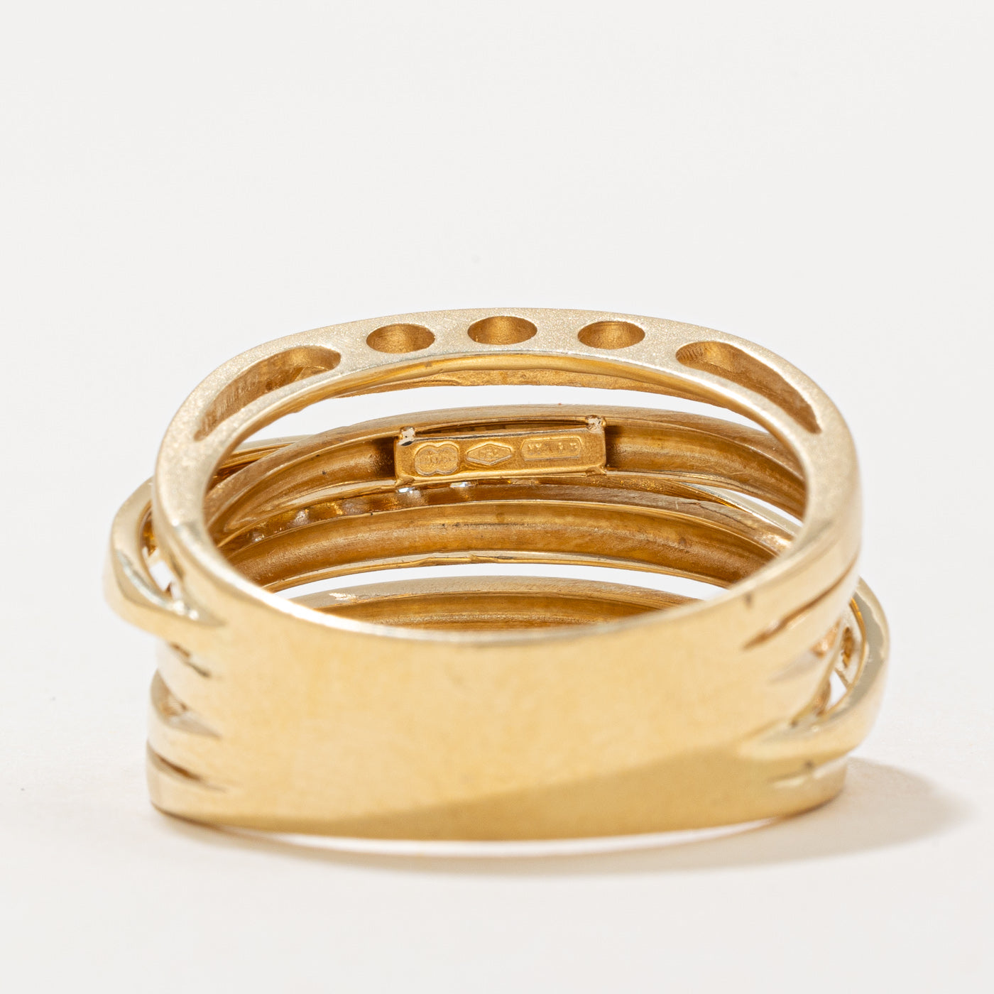 Bague italienne à plusieurs rangs de diamants | 0,36 ct | Taille 9,25 |