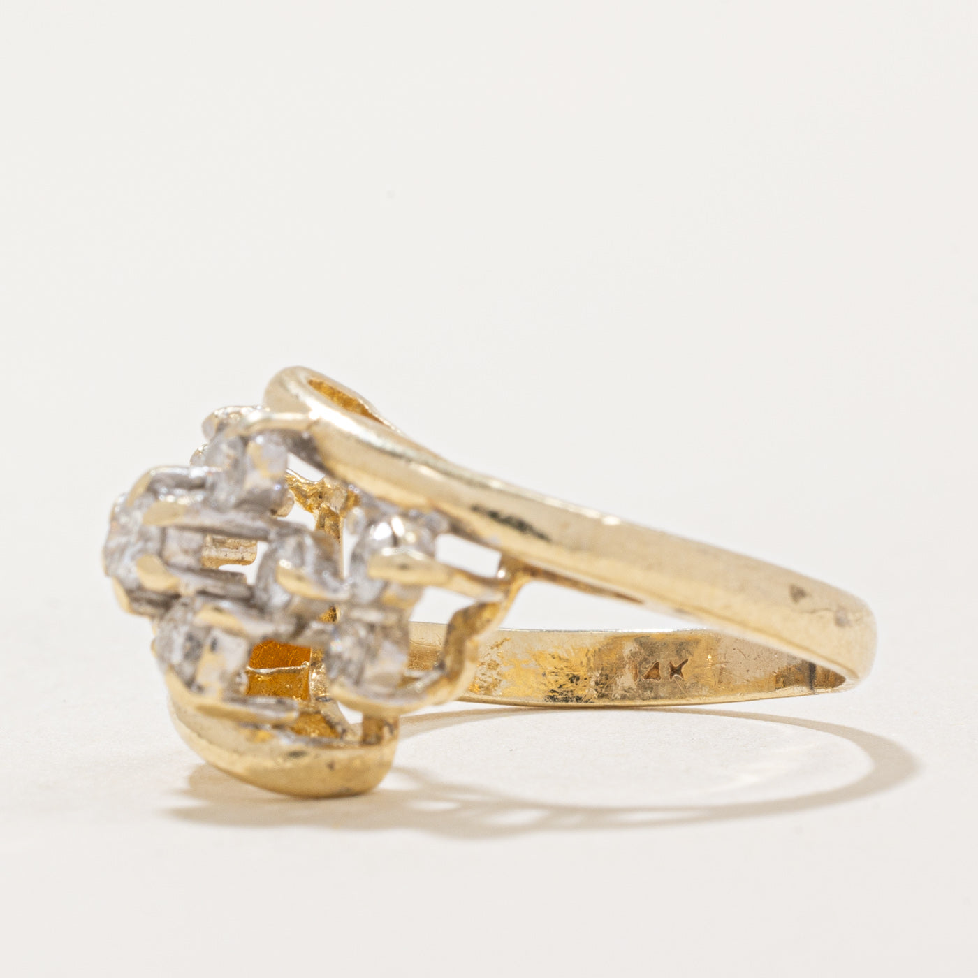 Diamond Cluster Bypass Ring | 0.70ctw | SZ 5.25 |