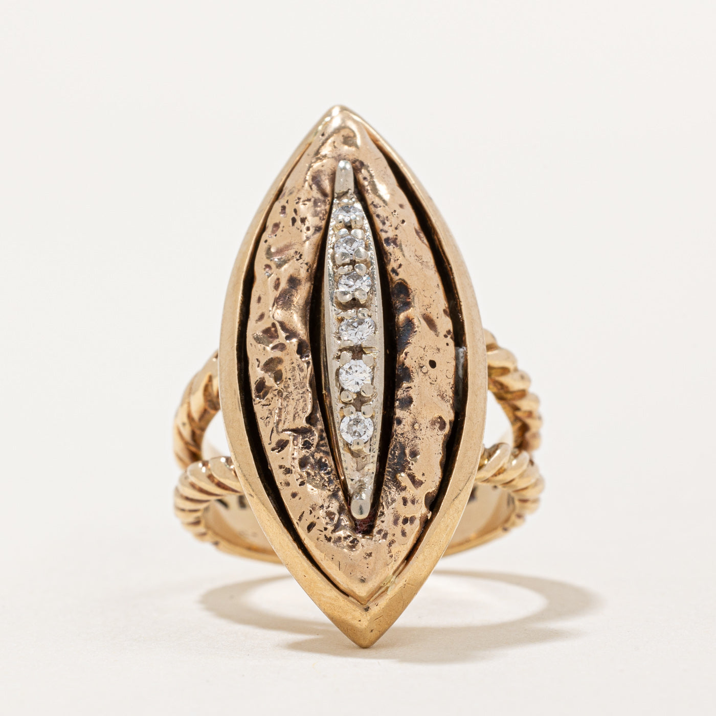 Diamond Navette Marquise Shaped Ring | 0.09ctw | SZ 6 |