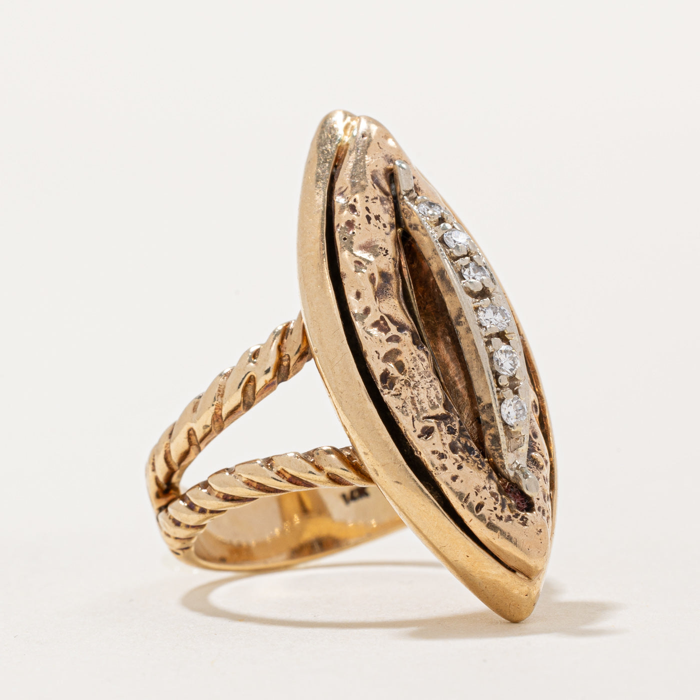 Diamond Navette Marquise Shaped Ring | 0.09ctw | SZ 6 |