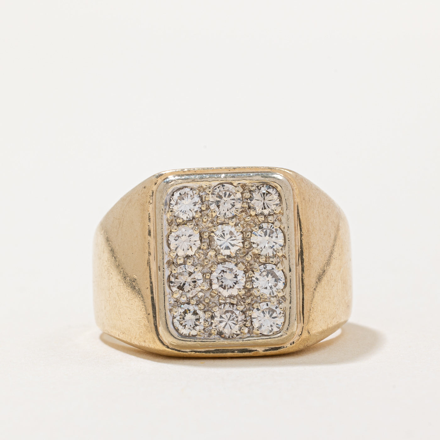 Pave Set Diamond Grid Signet Ring | 0.60ctw | SZ 8.5 |