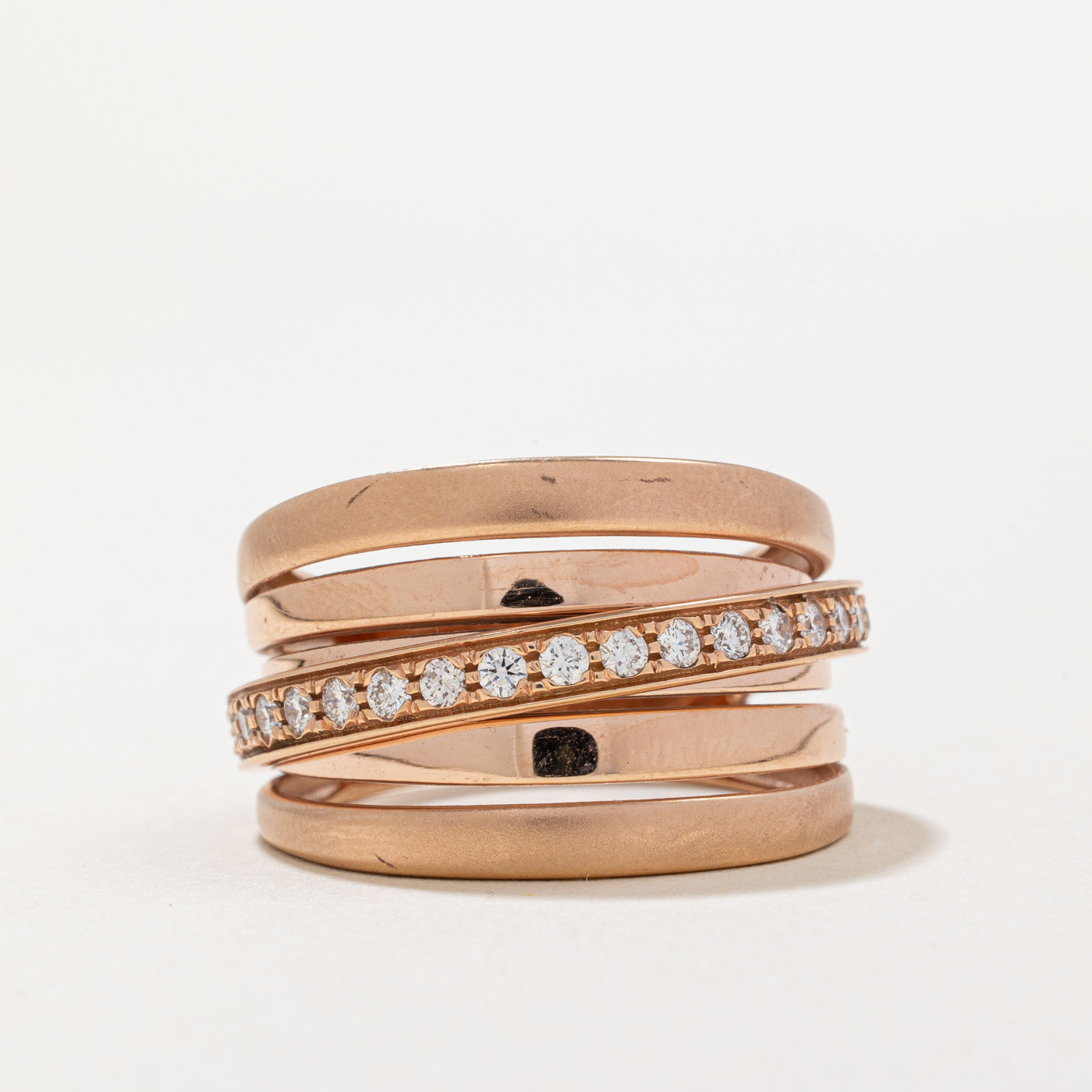 Bague italienne à plusieurs rangs de diamants | 0,36 ct | Taille 9,25 |