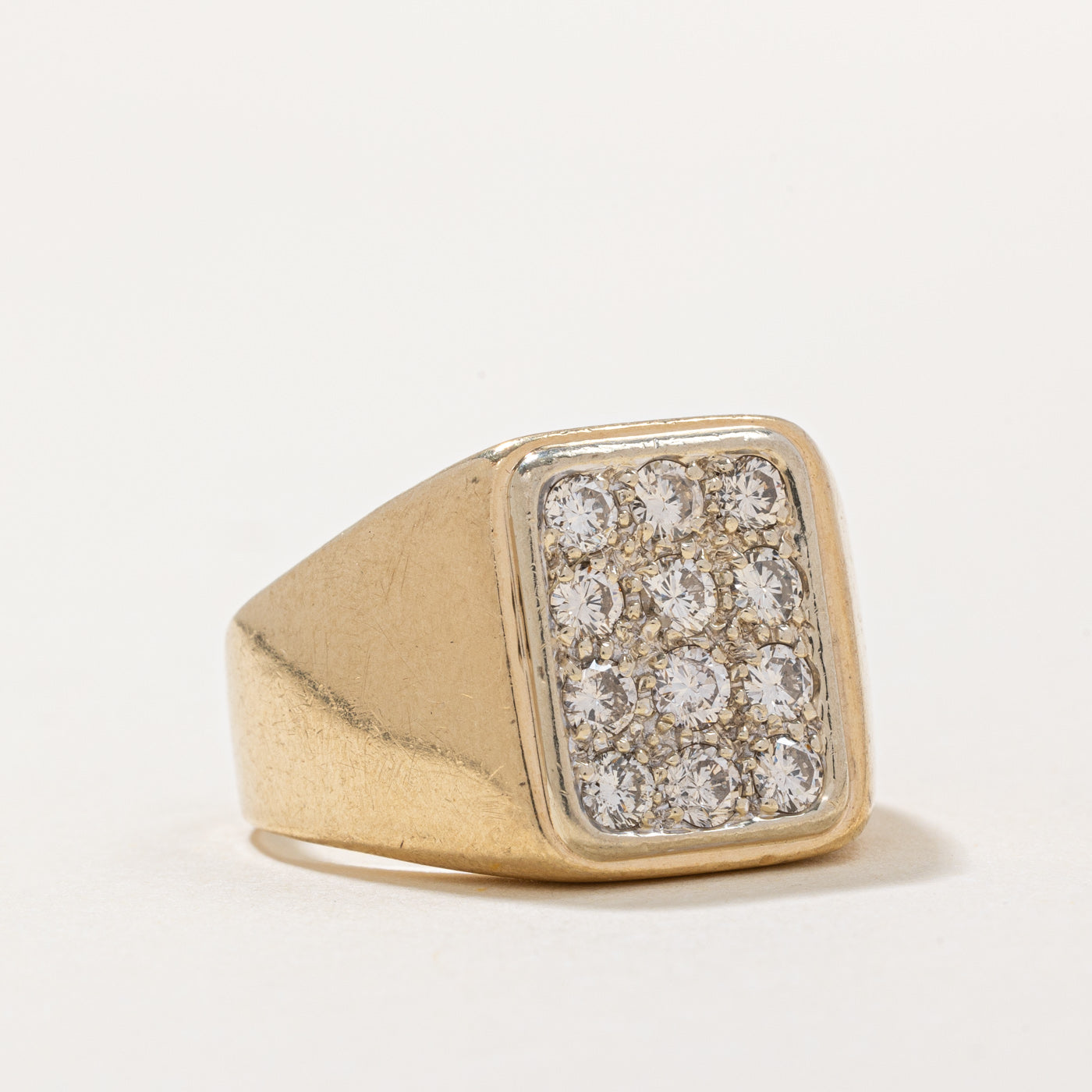 Pave Set Diamond Grid Signet Ring | 0.60ctw | SZ 8.5 |