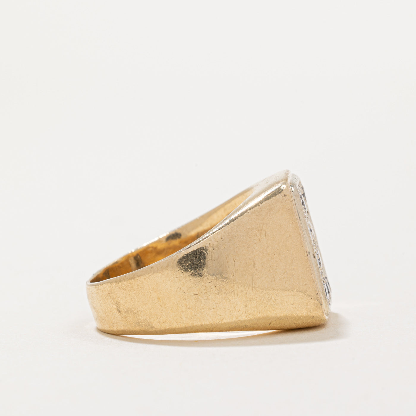 Pave Set Diamond Grid Signet Ring | 0.60ctw | SZ 8.5 |