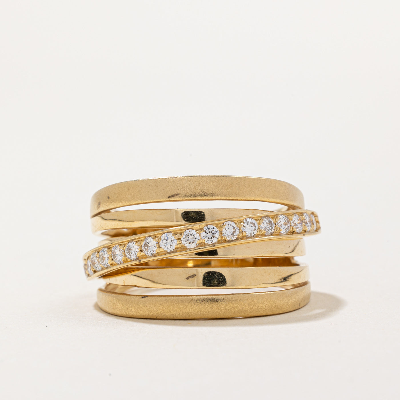 Bague italienne à plusieurs rangs de diamants | 0,36 ct | Taille 9,25 |