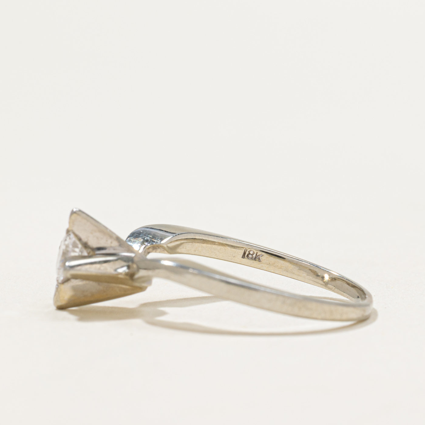 Solitaire High Set Diamond Curved Ring | 0.28ct | SZ 5.5