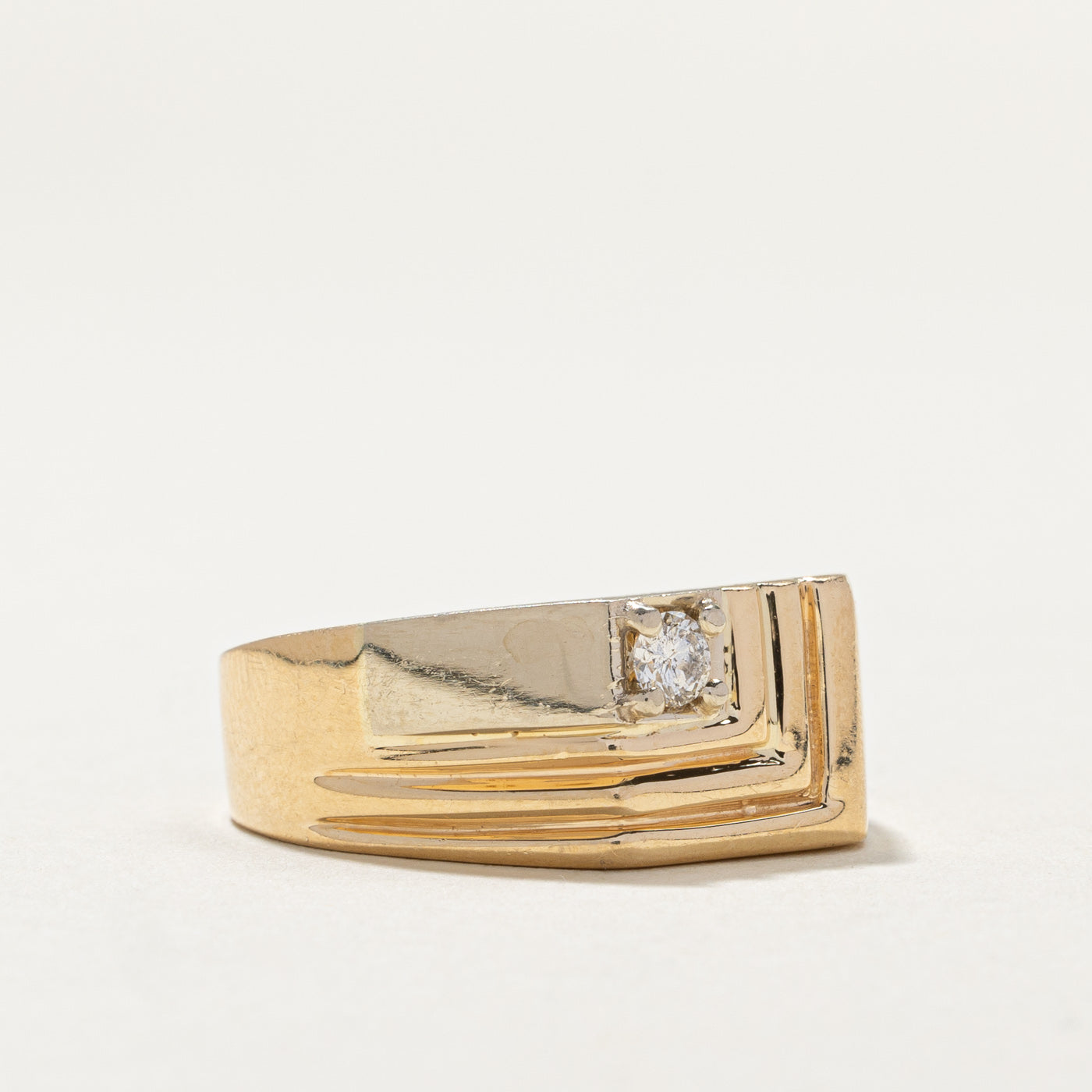 Diamond Grooved Ring | 0.16ct | SZ 9.5 |