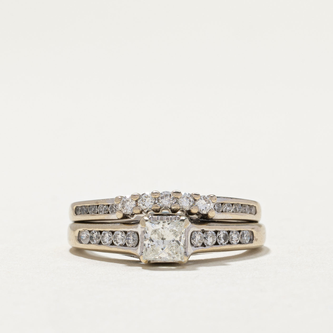 Princess Cut Diamond Wedding Ring Set | 0.35ct, 0.33ctw | SZ 5 |
