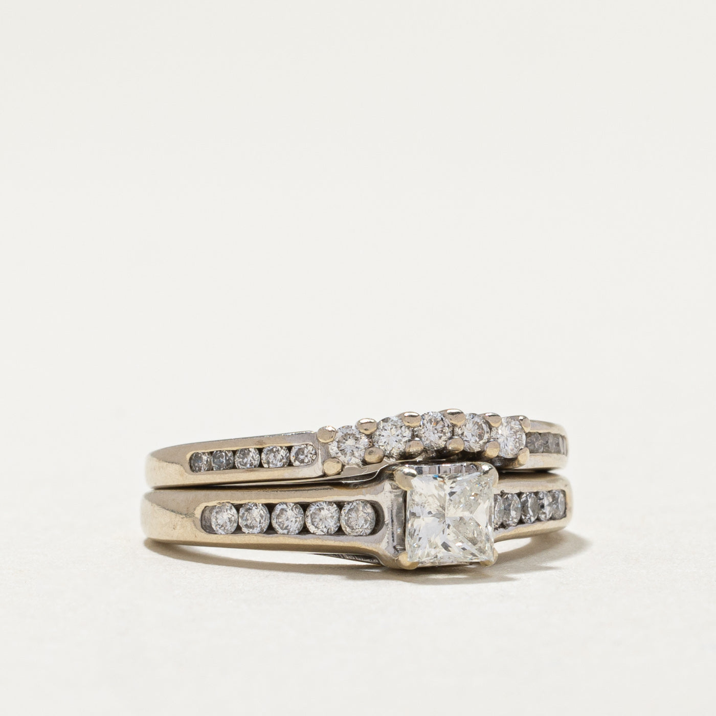 Princess Cut Diamond Wedding Ring Set | 0.35ct, 0.33ctw | SZ 5 |