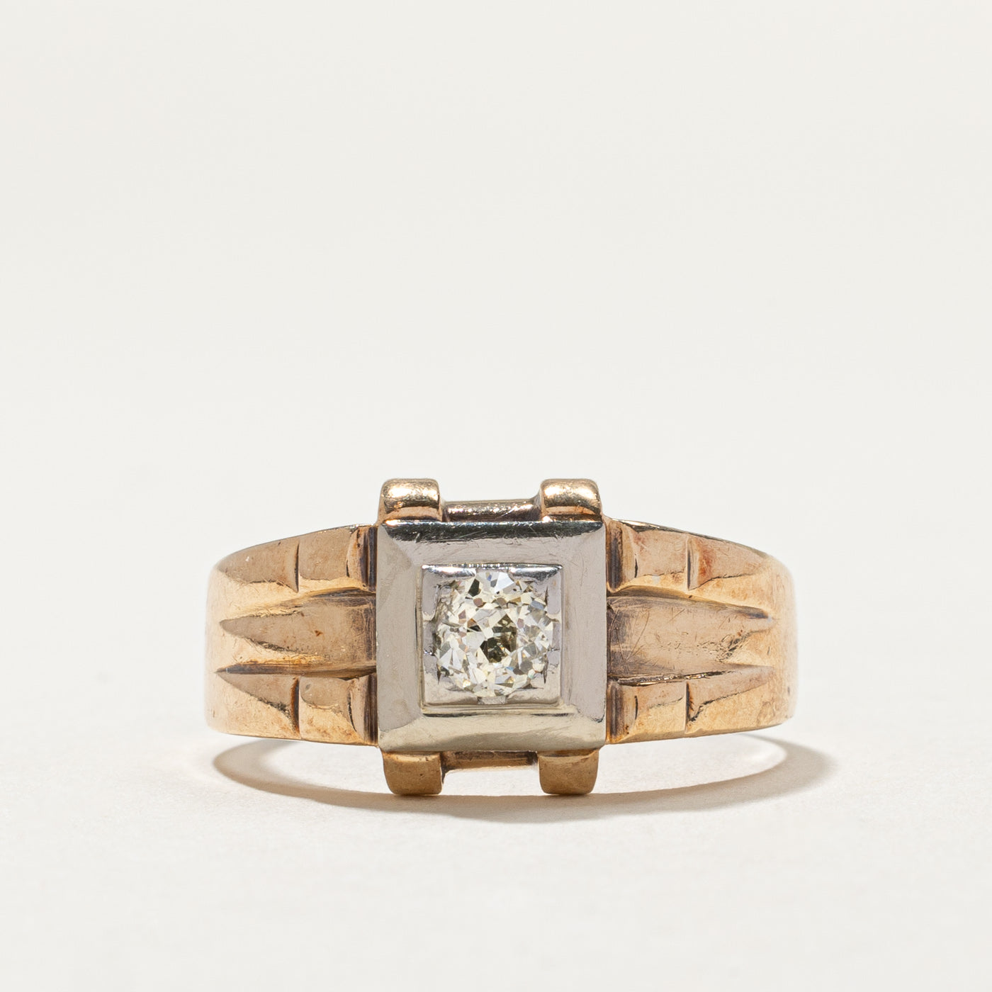 Old European Cut Diamond Textured Ring | 0.40ct | SZ 10.5 |