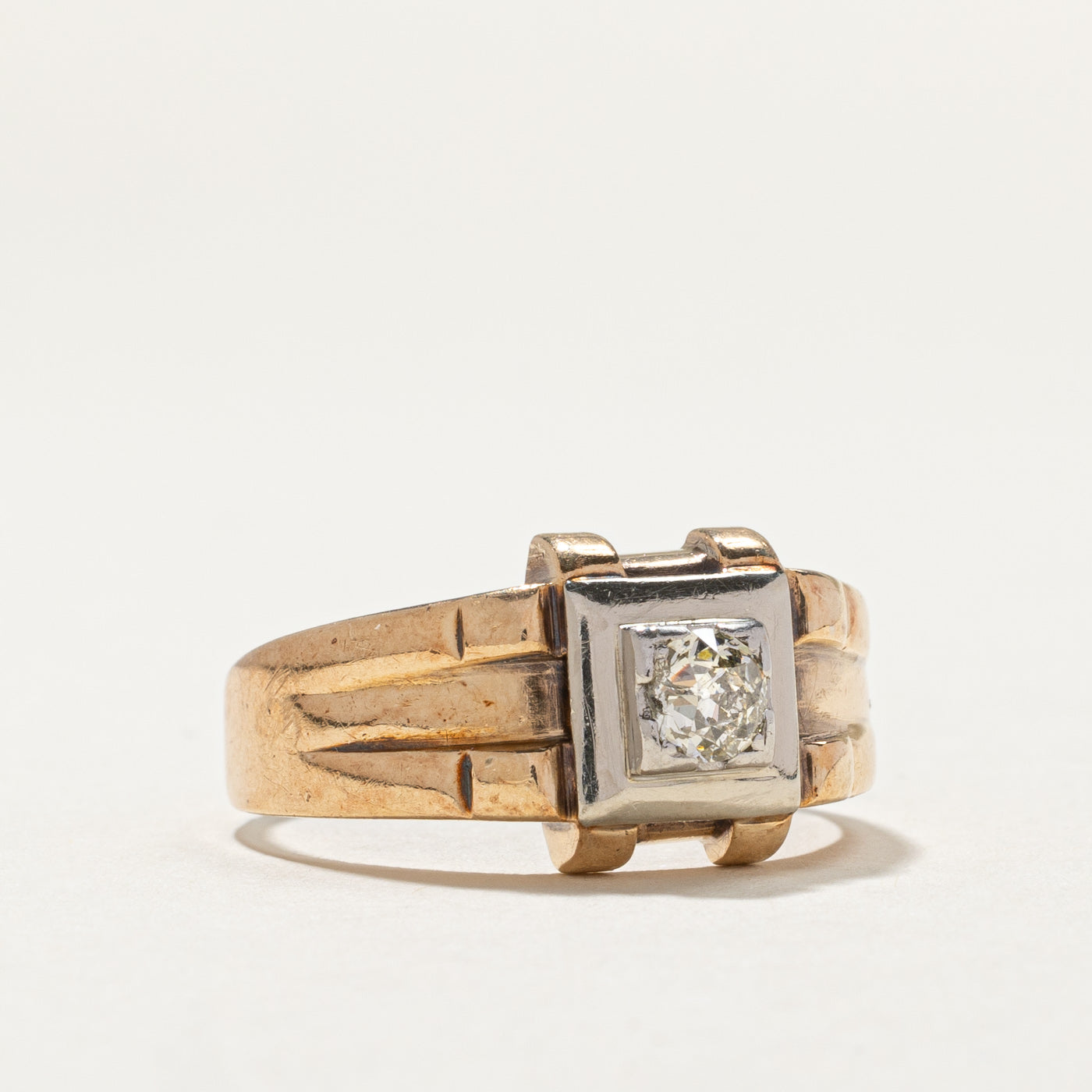 Old European Cut Diamond Textured Ring | 0.40ct | SZ 10.5 |