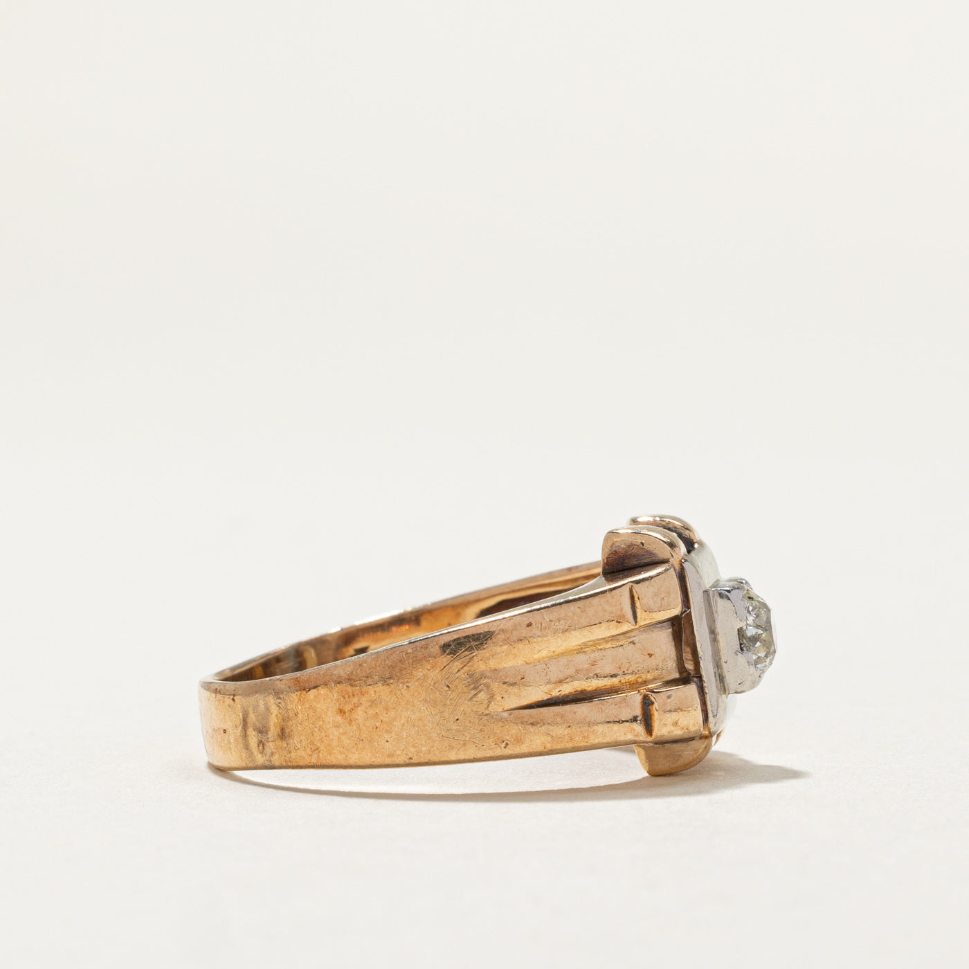 Old European Cut Diamond Textured Ring | 0.40ct | SZ 10.5 |