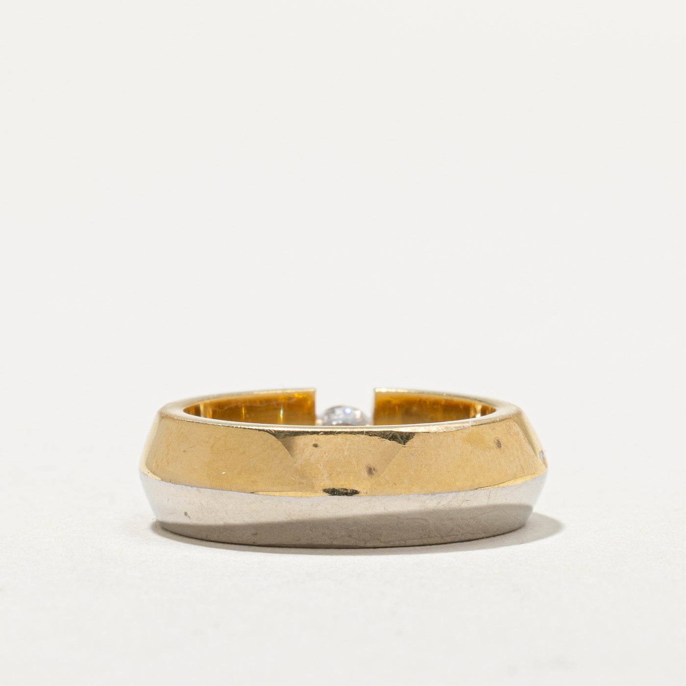 Two Tone Tension Set Diamond Band | 0.20ct | SZ 6.25 |
