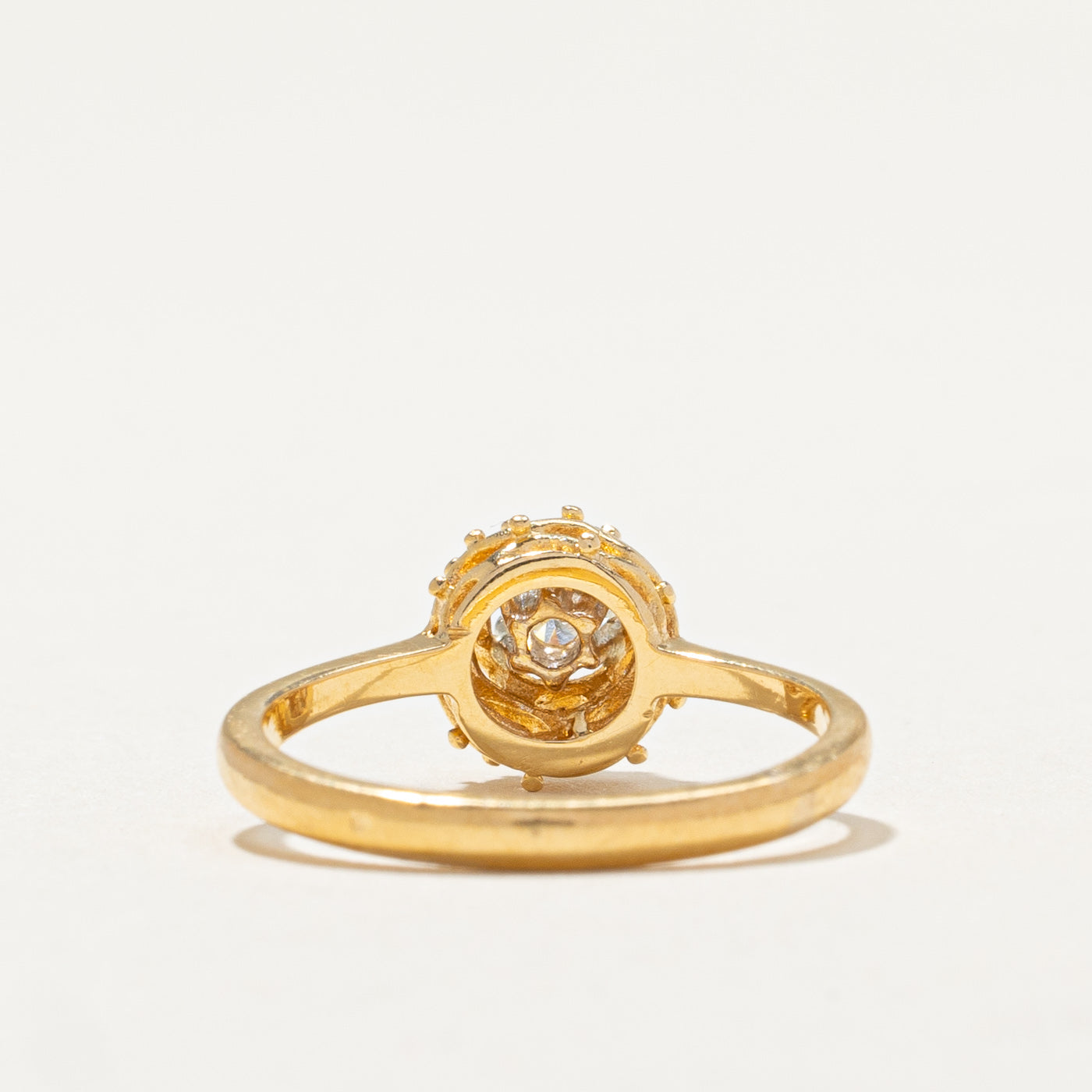 18k Gold Diamond Textured High Set Ring | 0.20ct | SZ 5.75 |
