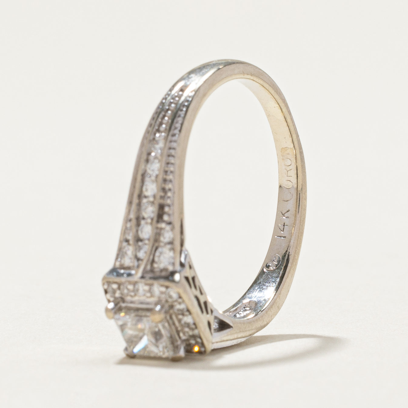 Princess Cut Diamond Halo Engagement Ring | 0.31ct, 0.21ctw | SZ 5.25 |