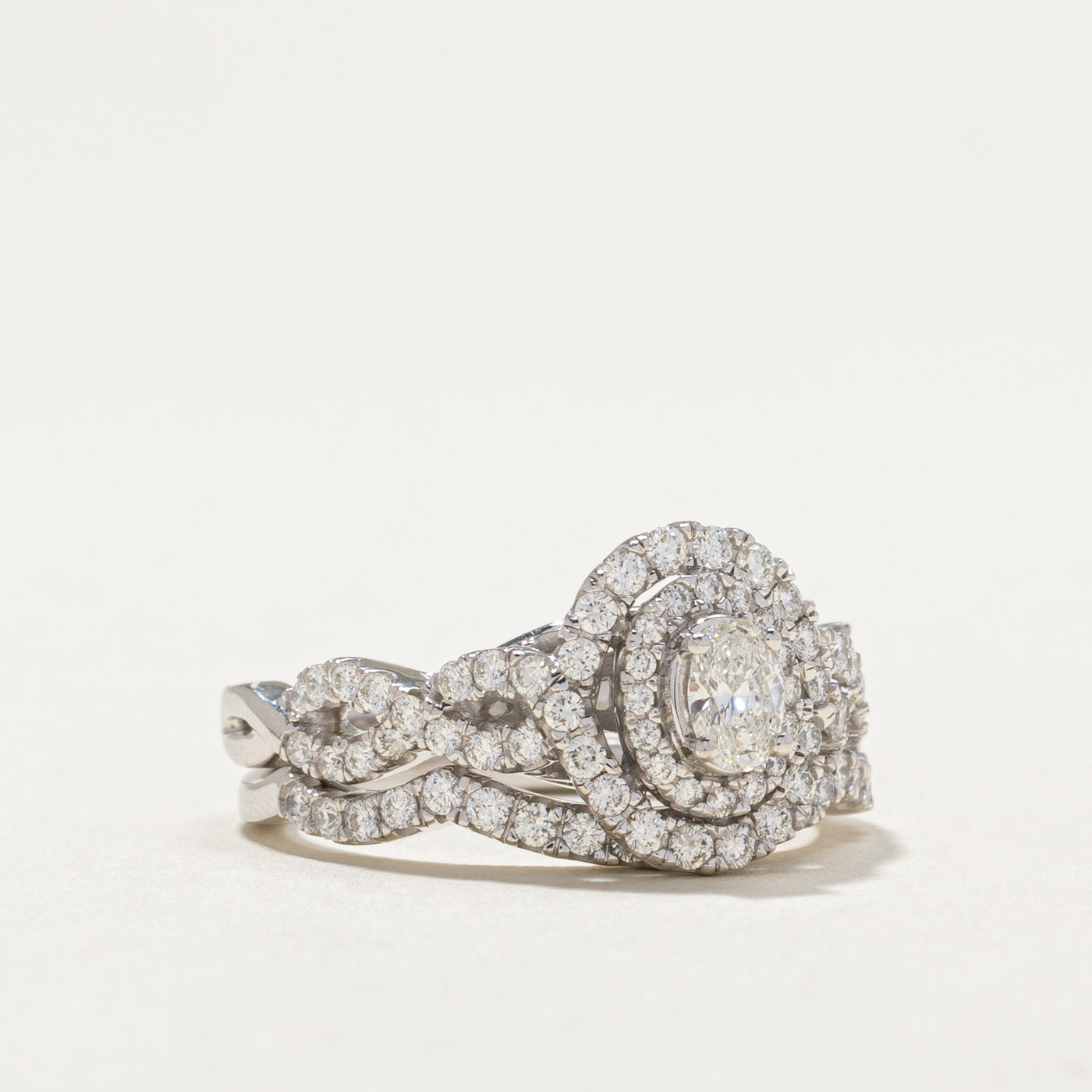 Diamond Double Halo Wedding Ring Set | 0.29ct, 0.73ctw | SZ 7 |
