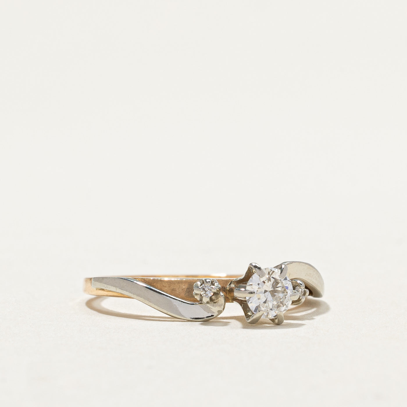 Two Toned Diamond Bypass Ring | 0.26ct, 0.01ctw | SZ 6.5 |