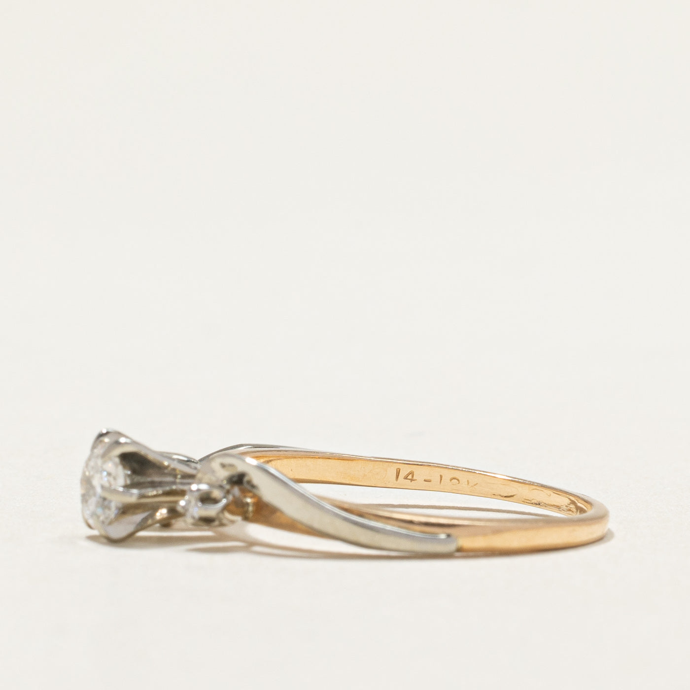 Two Toned Diamond Bypass Ring | 0.26ct, 0.01ctw | SZ 6.5 |