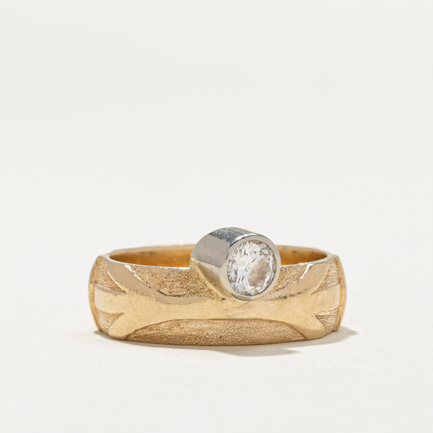 Bezel Set Diamond Textured Band | 0.53ct | SZ 9.5 |