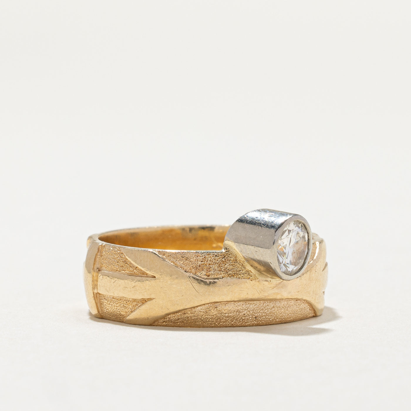 Bezel Set Diamond Textured Band | 0.53ct | SZ 9.5 |