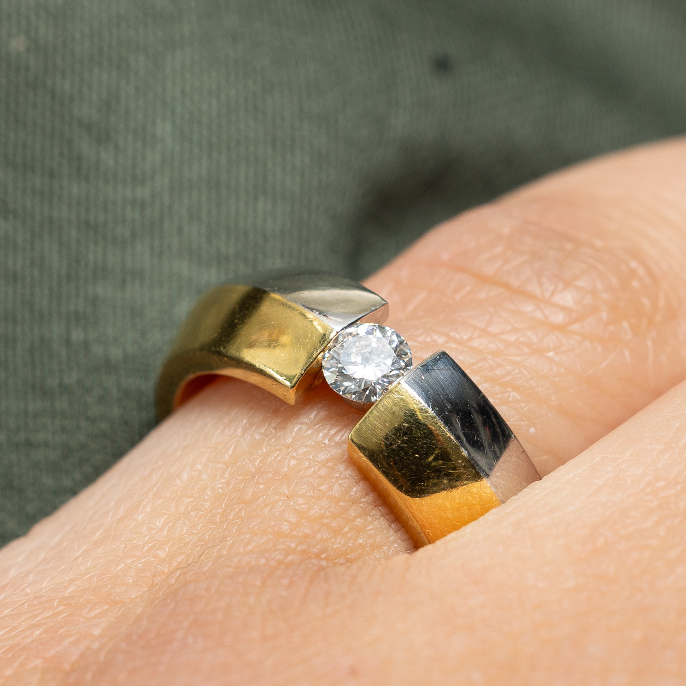 Two Tone Tension Set Diamond Band | 0.20ct | SZ 6.25 |