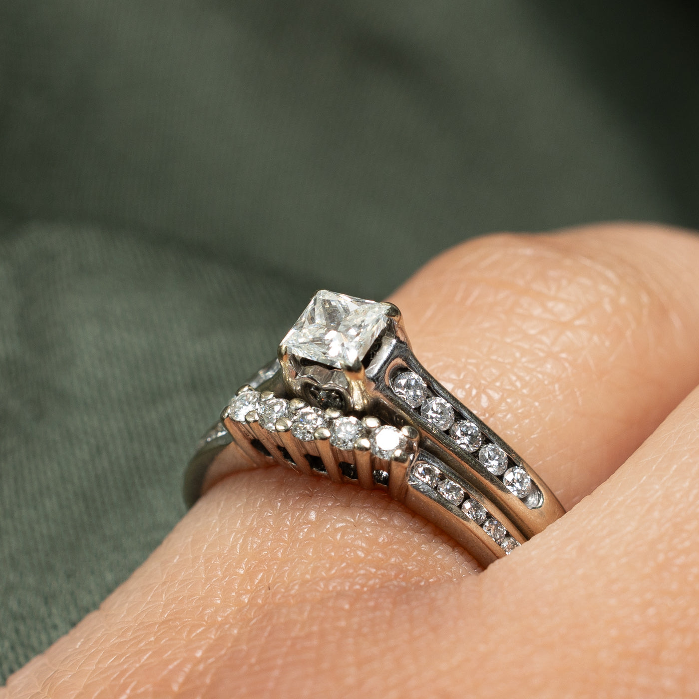 Princess Cut Diamond Wedding Ring Set | 0.35ct, 0.33ctw | SZ 5 |