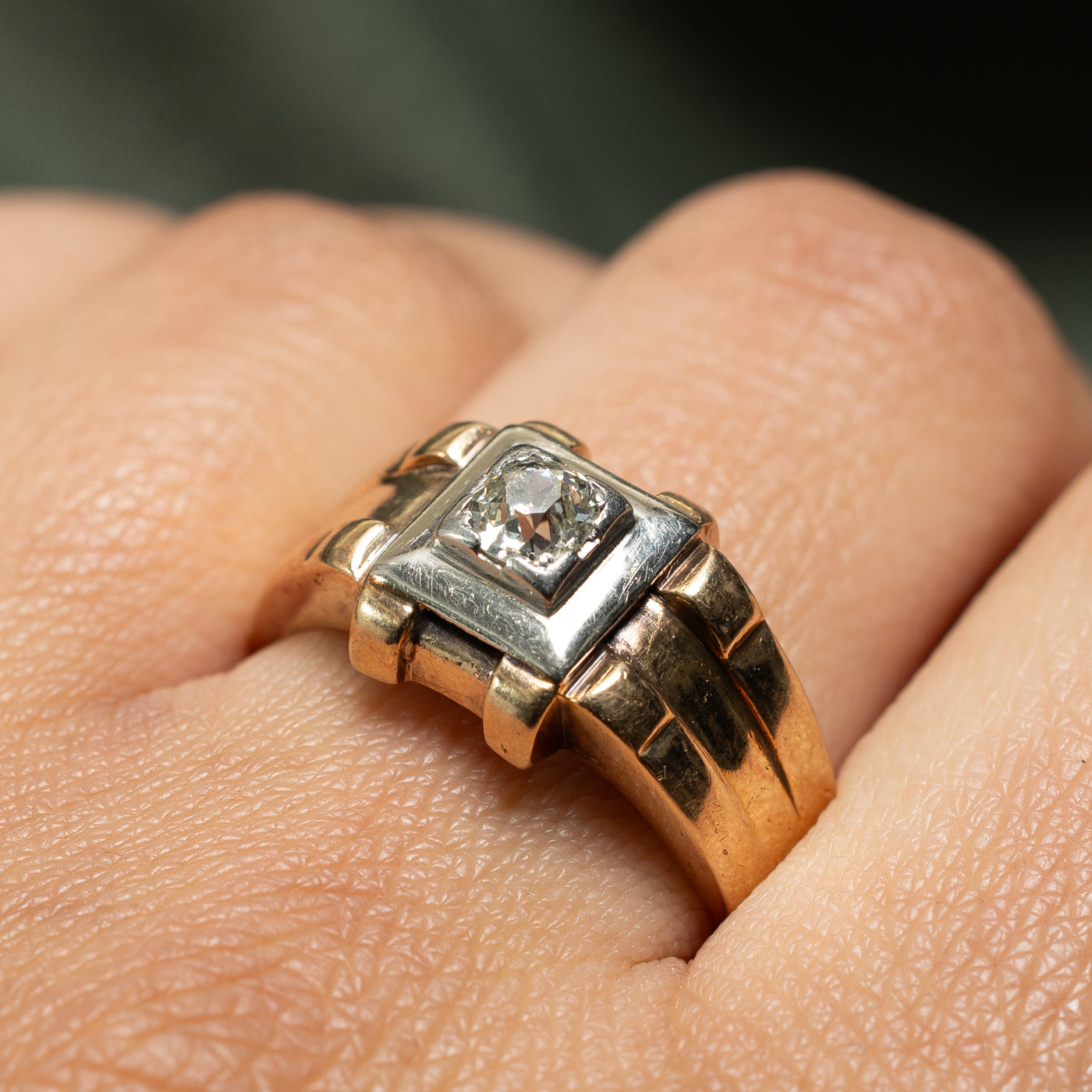 Old European Cut Diamond Textured Ring | 0.40ct | SZ 10.5 |