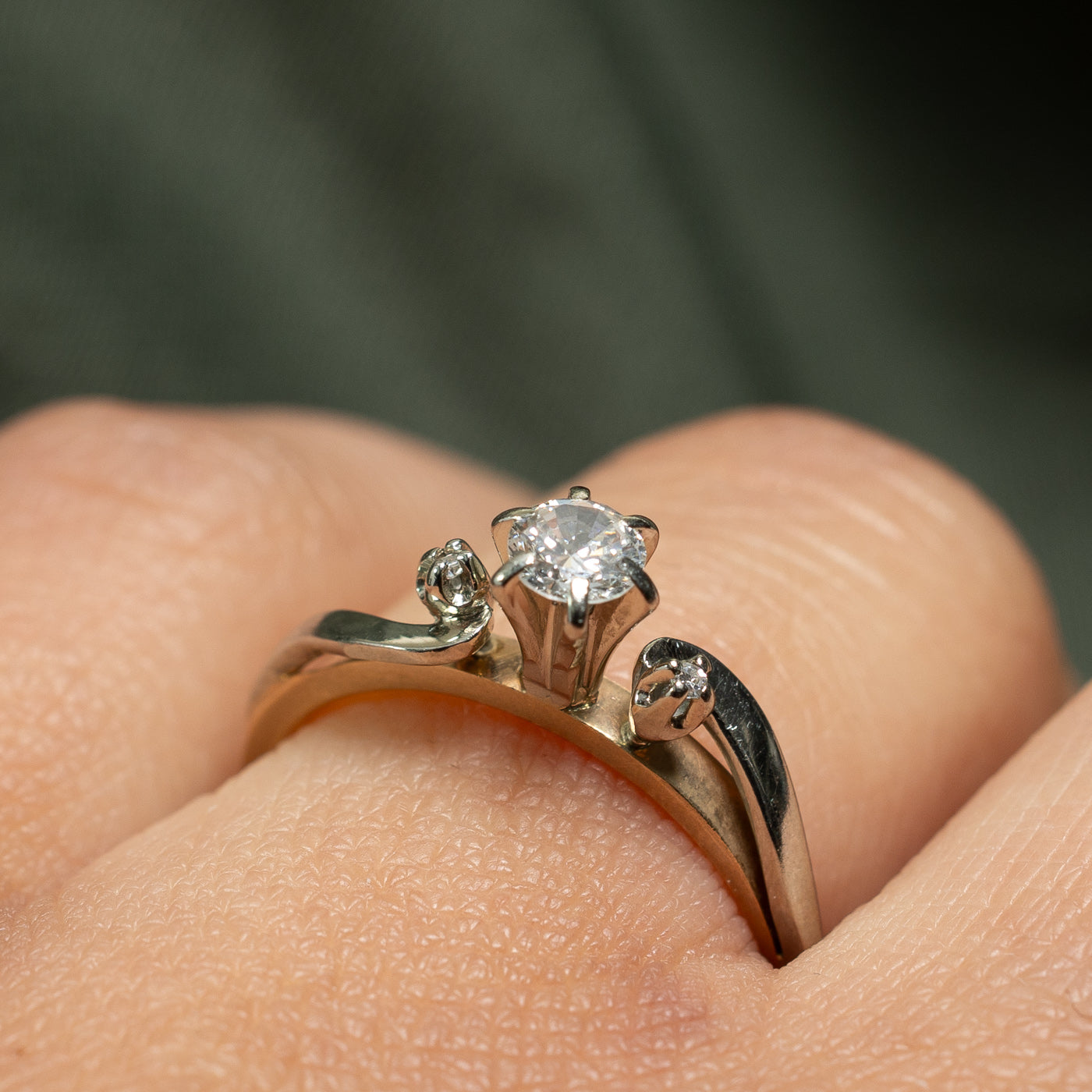 Two Toned Diamond Bypass Ring | 0.26ct, 0.01ctw | SZ 6.5 |