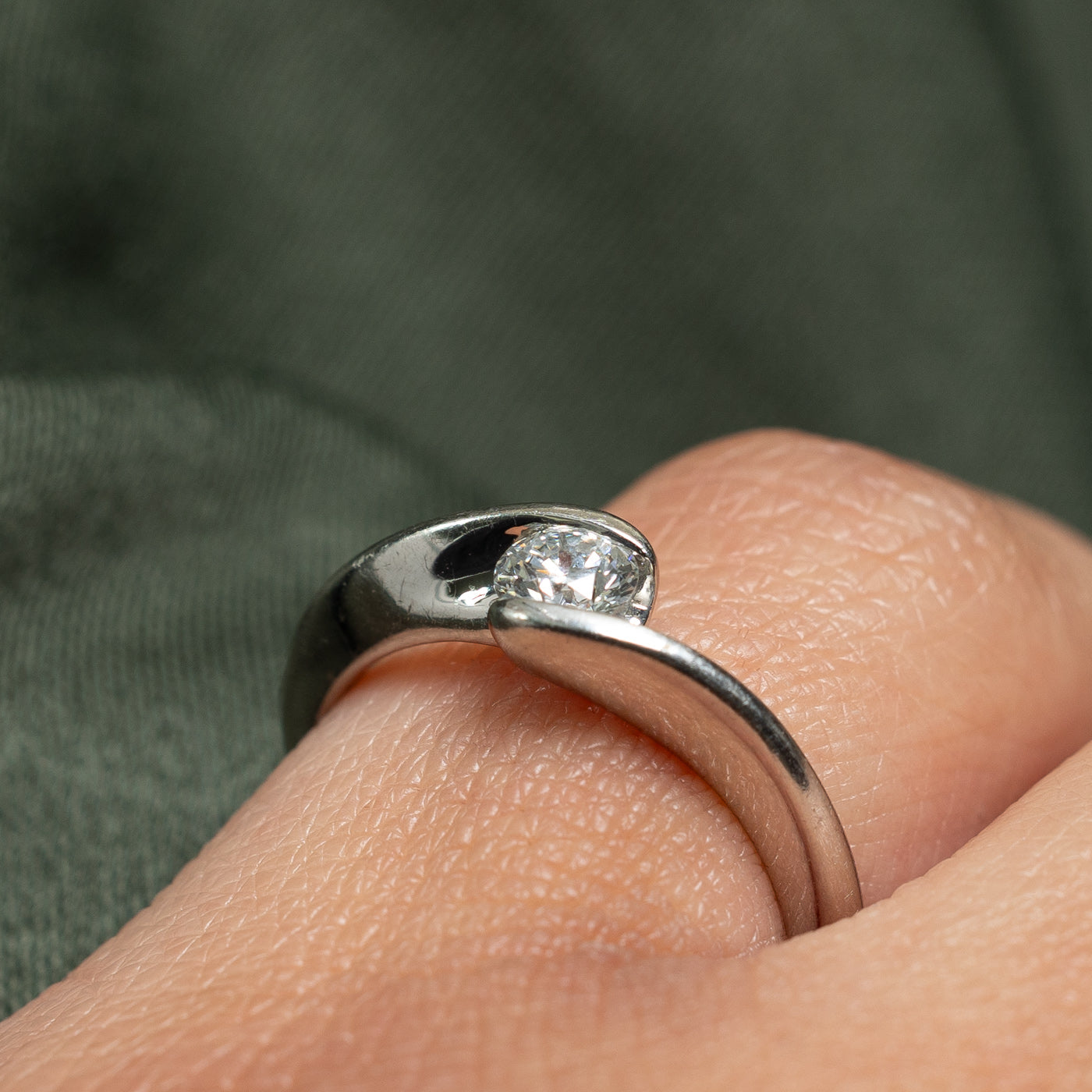 Platinum Diamond Bypass Ring | 0.27ct | SZ 5.25 |