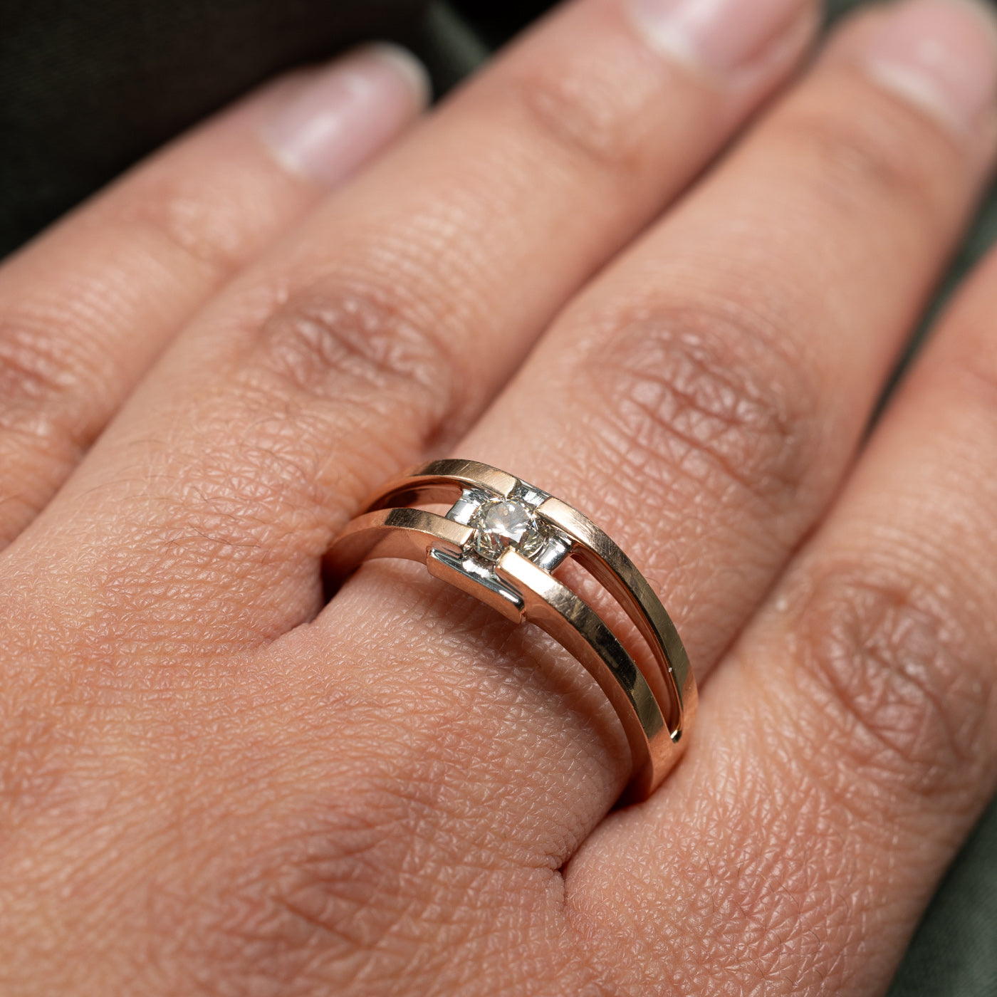 Two Tone Gold Diamond Open Shank Ring | 0.40ct | SZ 10 |