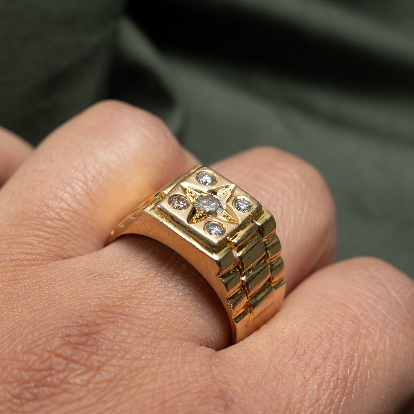Bead Set Diamond Textured Ring | 0.48ctw | SZ 11 |