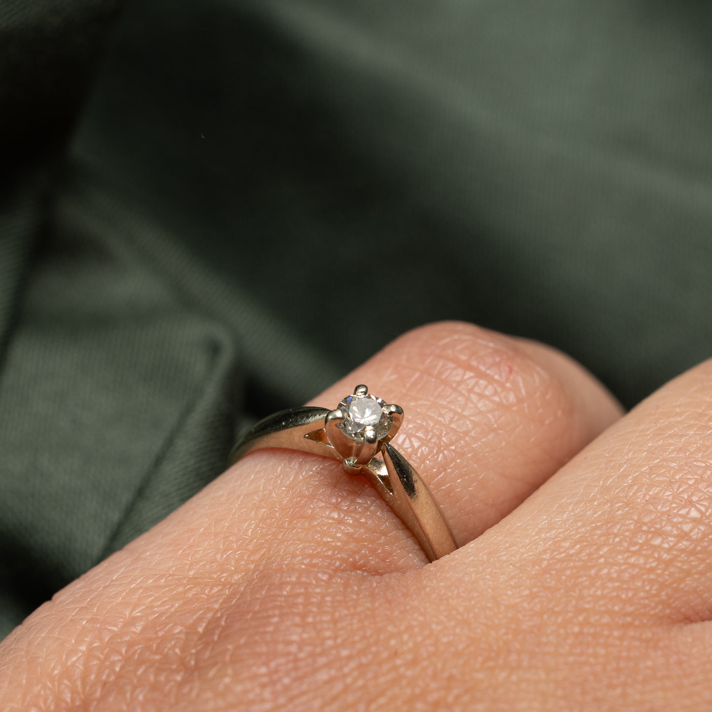 14k Solitaire Diamond Reverse Tapered Ring | 0.21ct | SZ 4.25 |