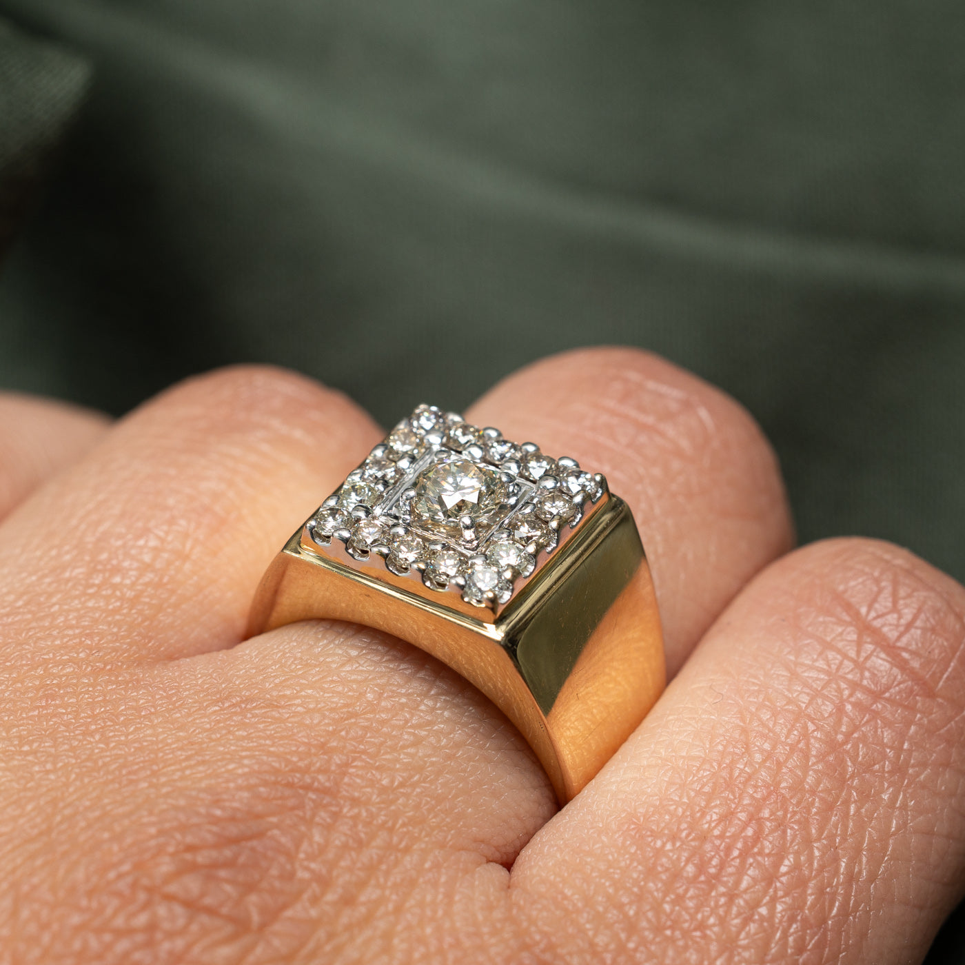 Diamond Cluster Square Shaped Signet Ring | 0.43ct, 0.56ctw | SZ 9 |