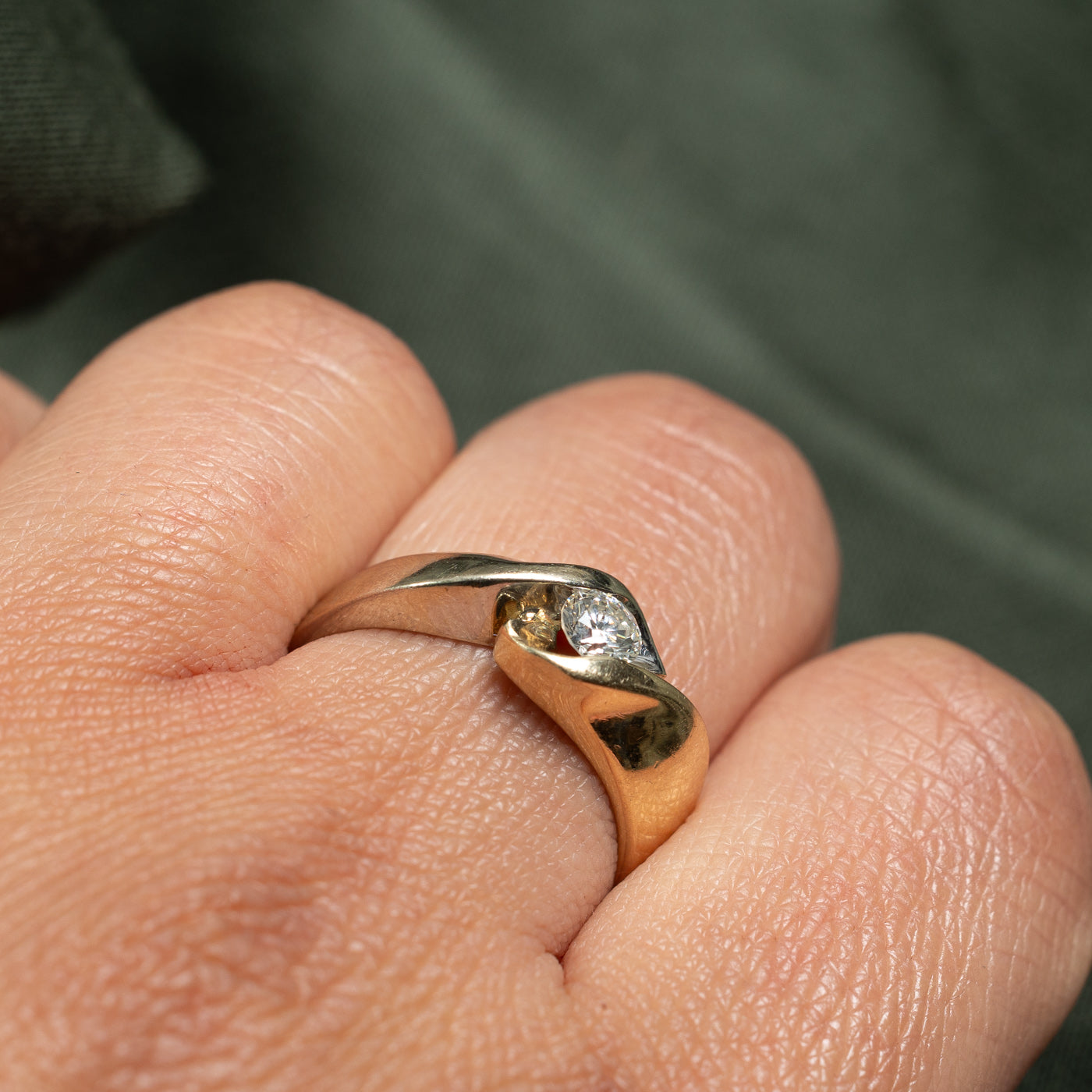 Two Tone Gold Diamond Bypass Ring | 0.30ct | SZ 8.5 |