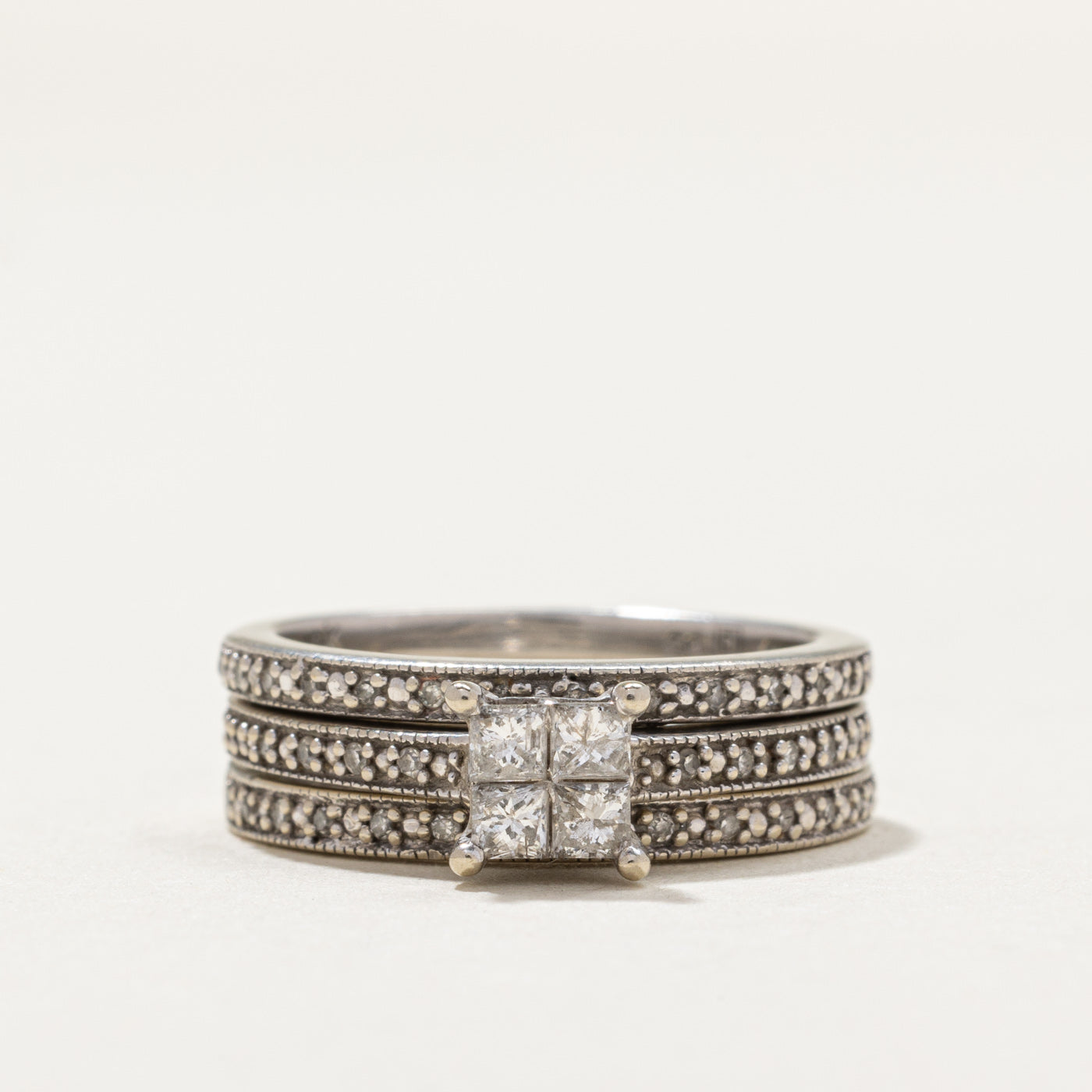 Illusion Set Diamond Wedding Ring Set | 0.44ct, 0.21ctw | SZ 4.5 |