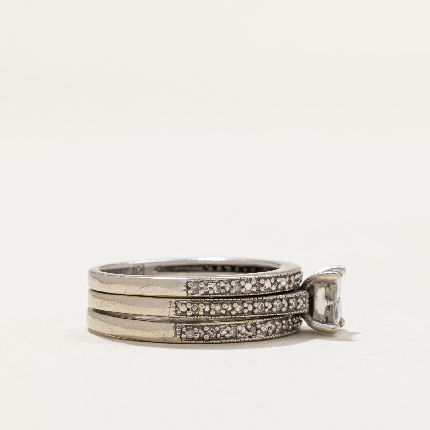 Illusion Set Diamond Wedding Ring Set | 0.44ct, 0.21ctw | SZ 4.5 |