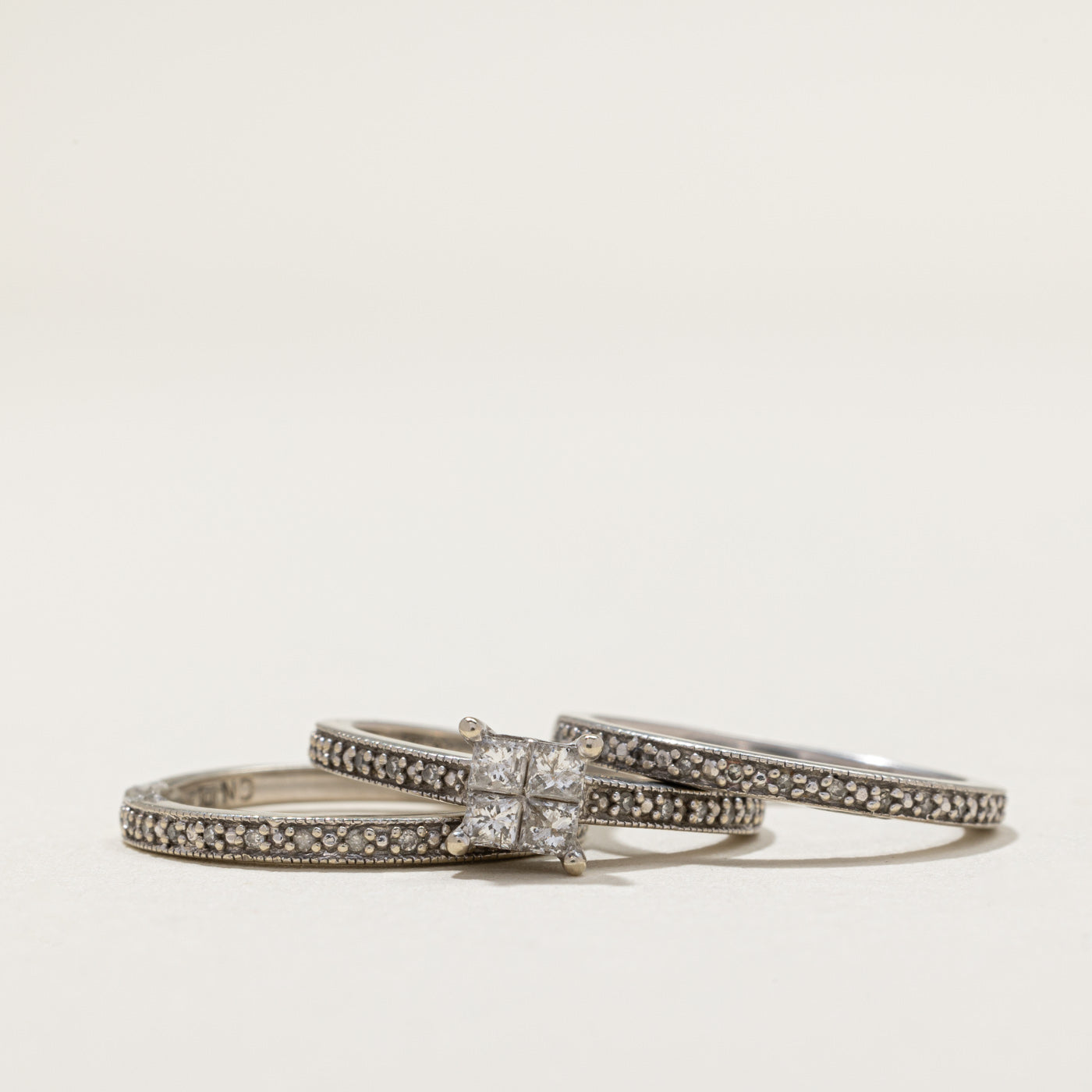 Illusion Set Diamond Wedding Ring Set | 0.44ct, 0.21ctw | SZ 4.5 |