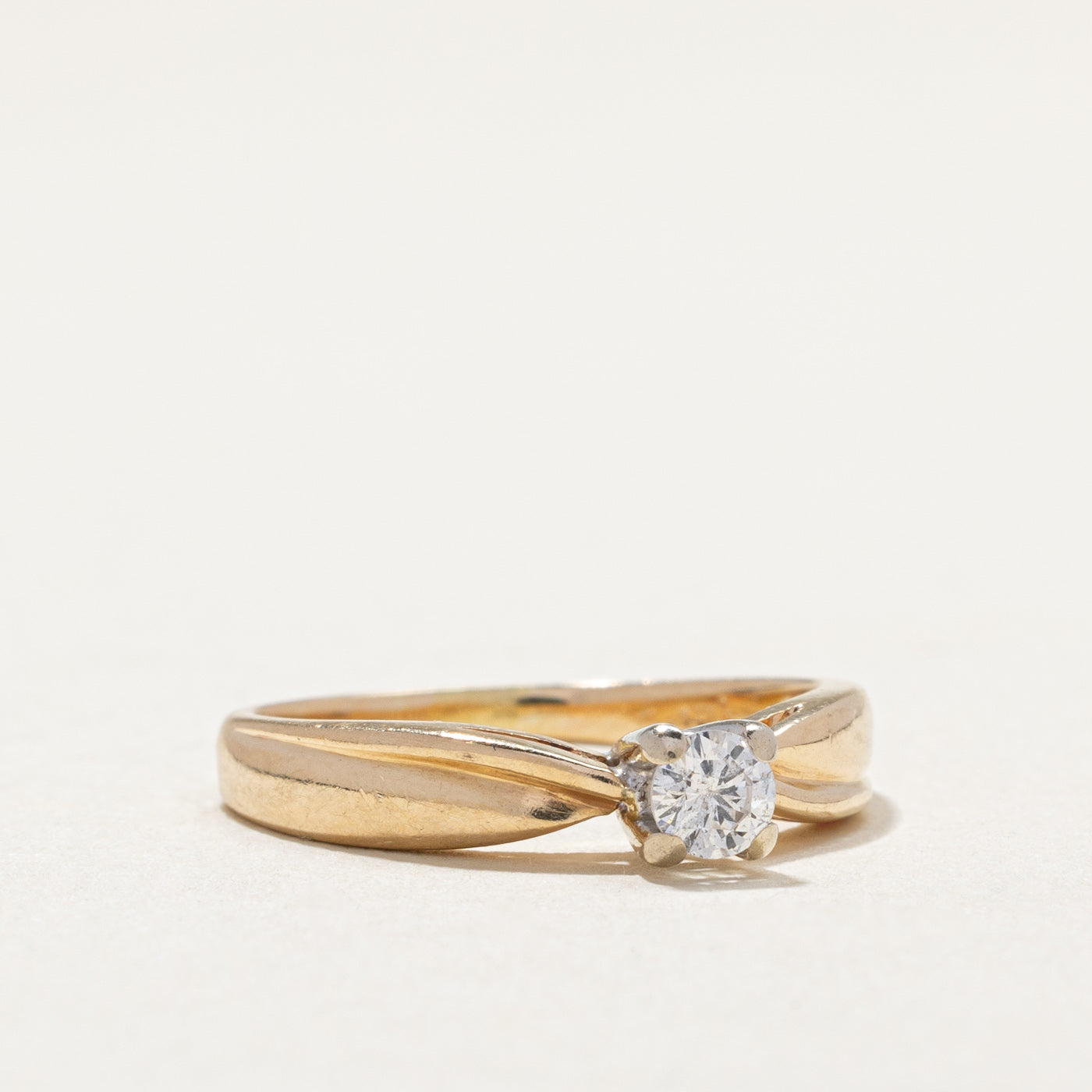Solitaire Diamond Reverse Tapered Ring | 0.15ct | SZ 4.75 |