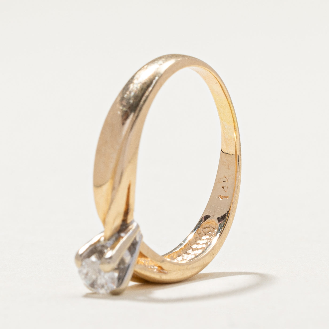 Solitaire Diamond Reverse Tapered Ring | 0.15ct | SZ 4.75 |