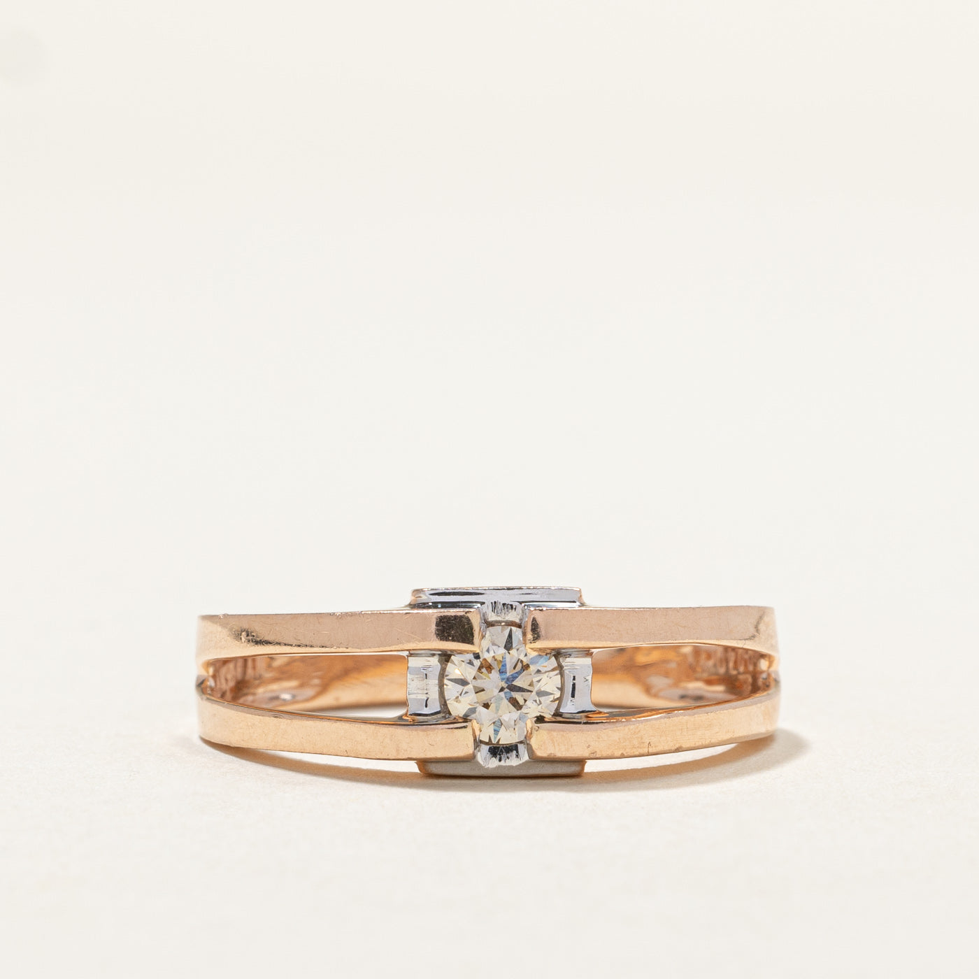 Two Tone Gold Diamond Open Shank Ring | 0.40ct | SZ 10 |
