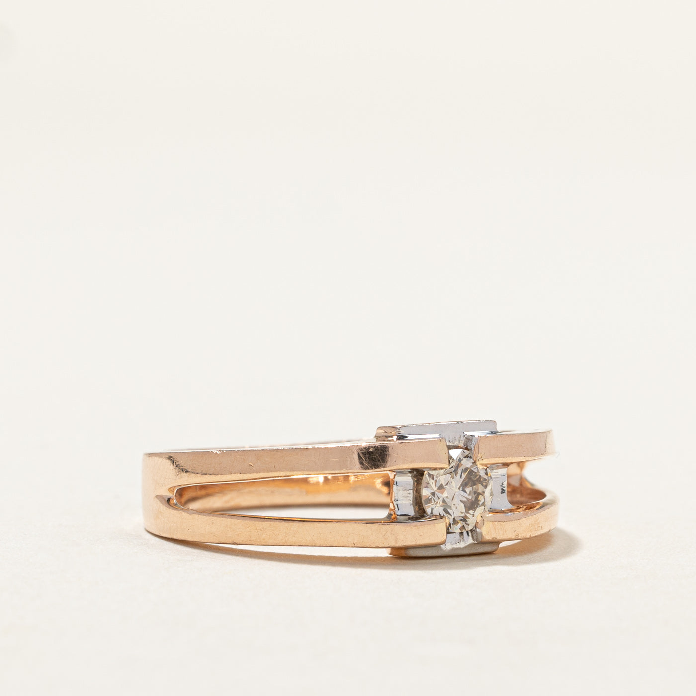 Two Tone Gold Diamond Open Shank Ring | 0.40ct | SZ 10 |