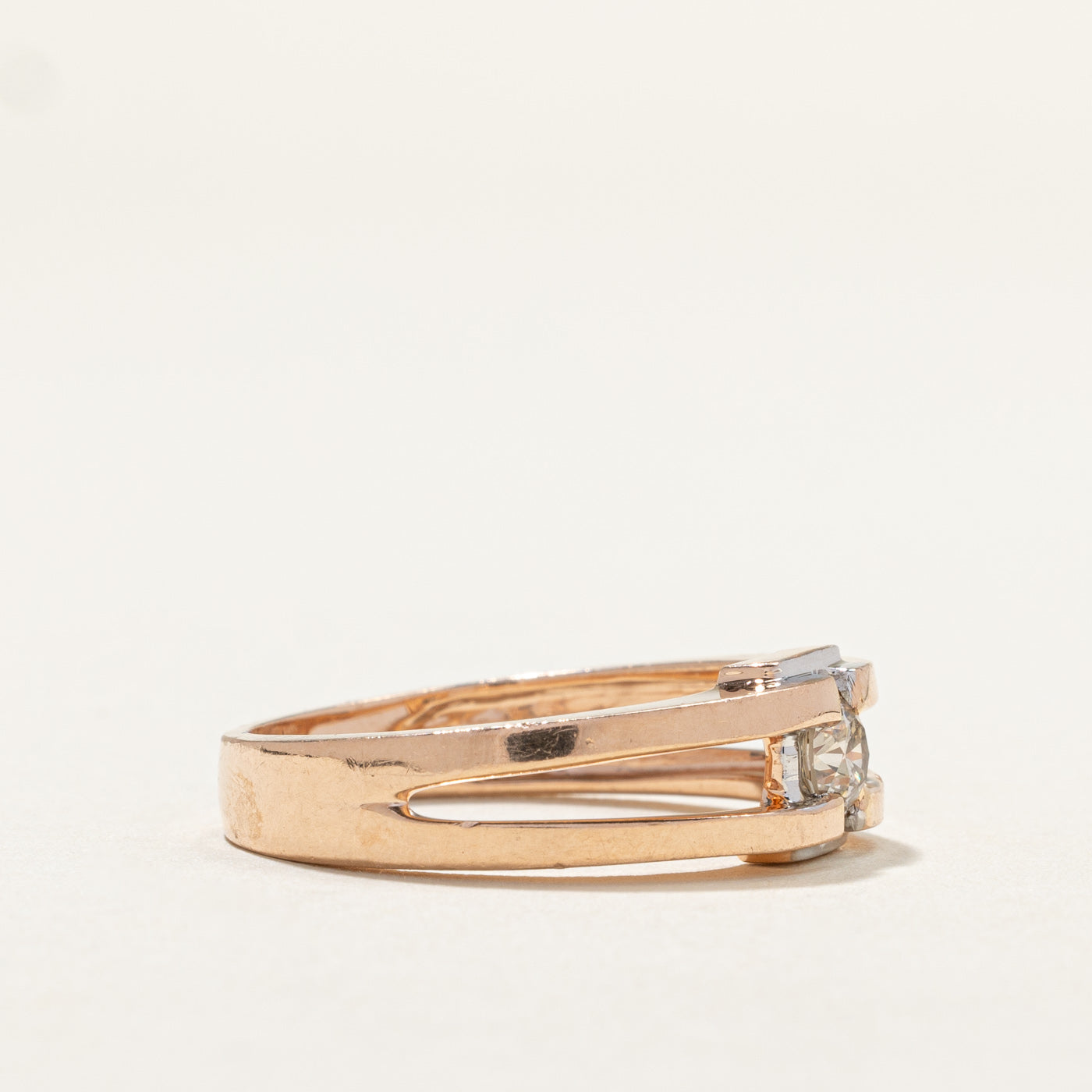 Two Tone Gold Diamond Open Shank Ring | 0.40ct | SZ 10 |