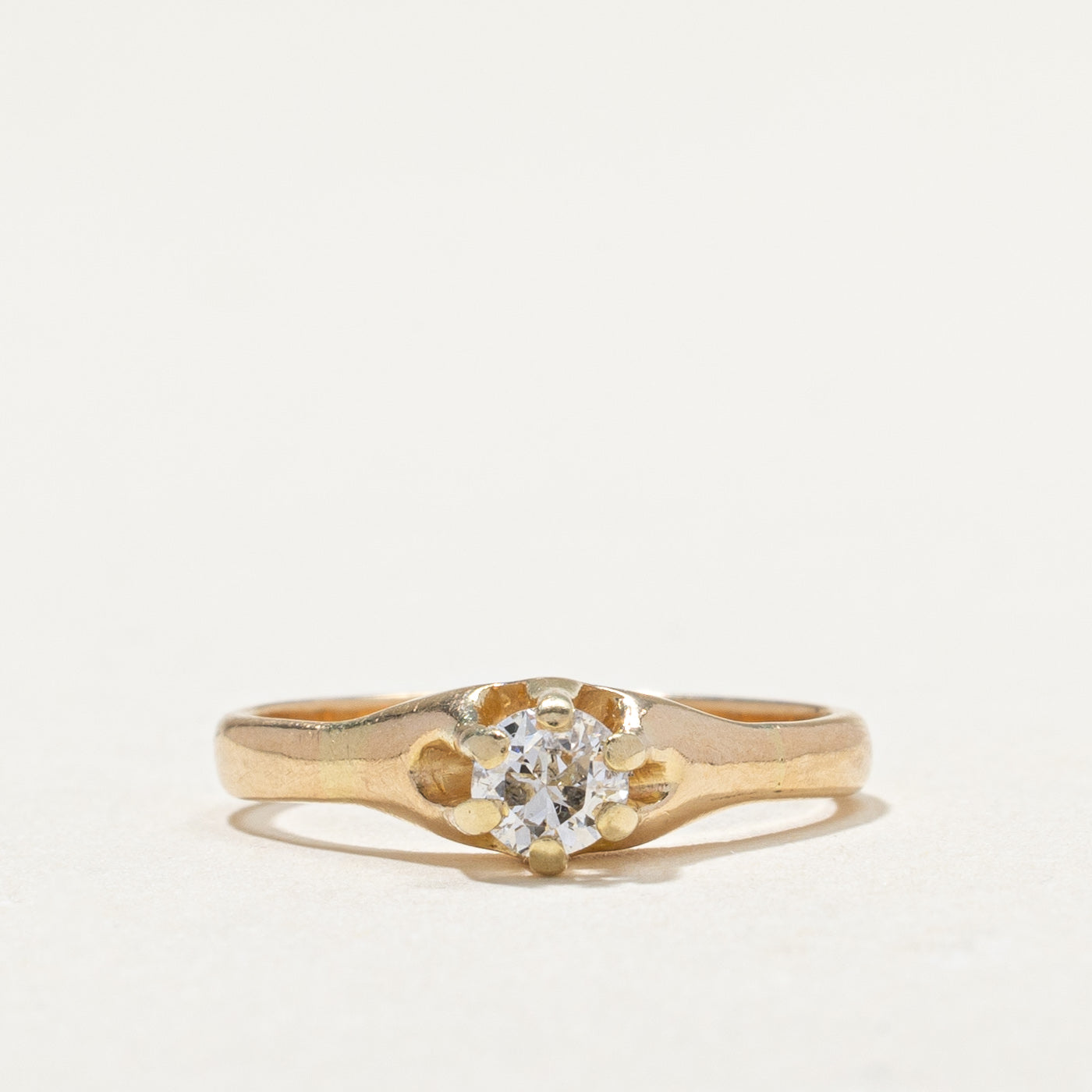 14k Yellow Gold Belcher Set Diamond Ring | 0.17ct | SZ 3.75 |