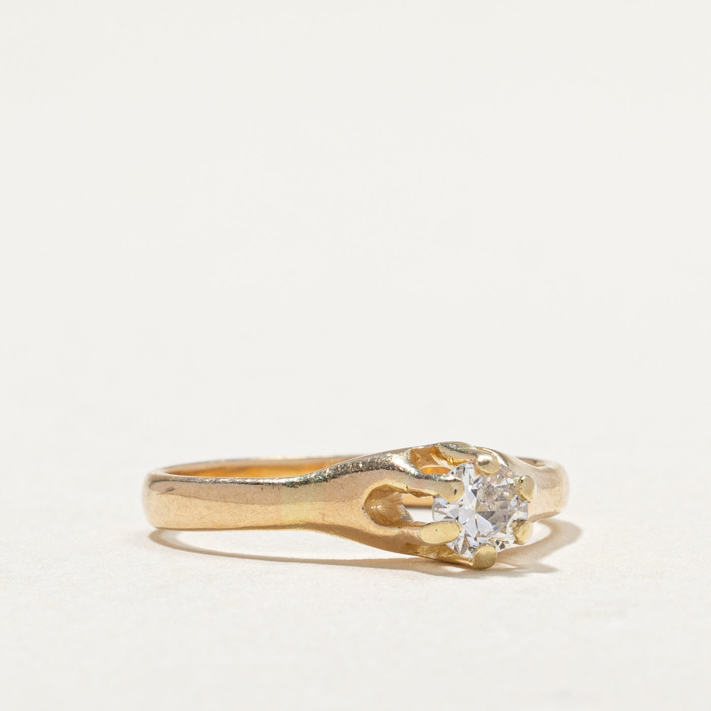 14k Yellow Gold Belcher Set Diamond Ring | 0.17ct | SZ 3.75 |