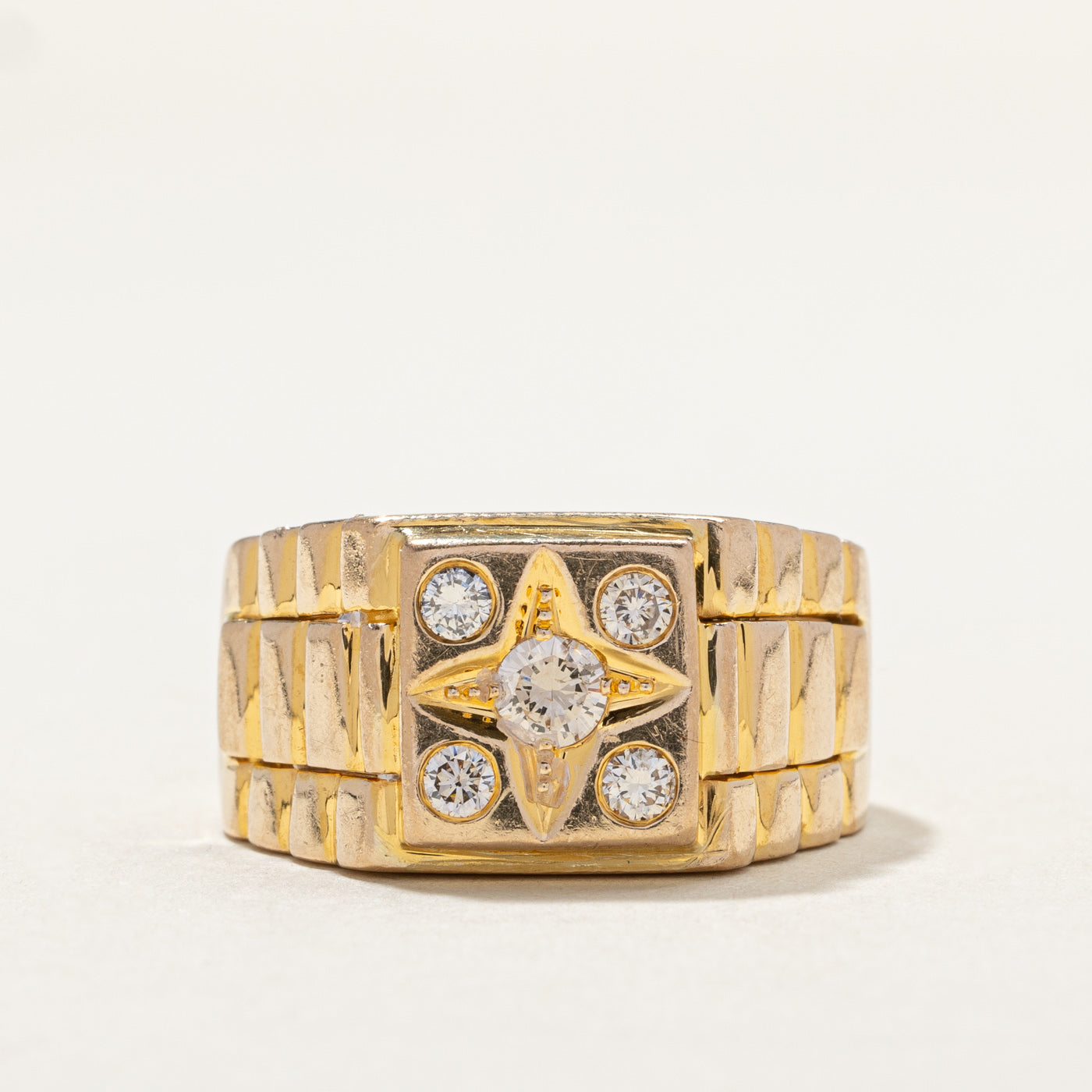 Bead Set Diamond Textured Ring | 0.48ctw | SZ 11 |