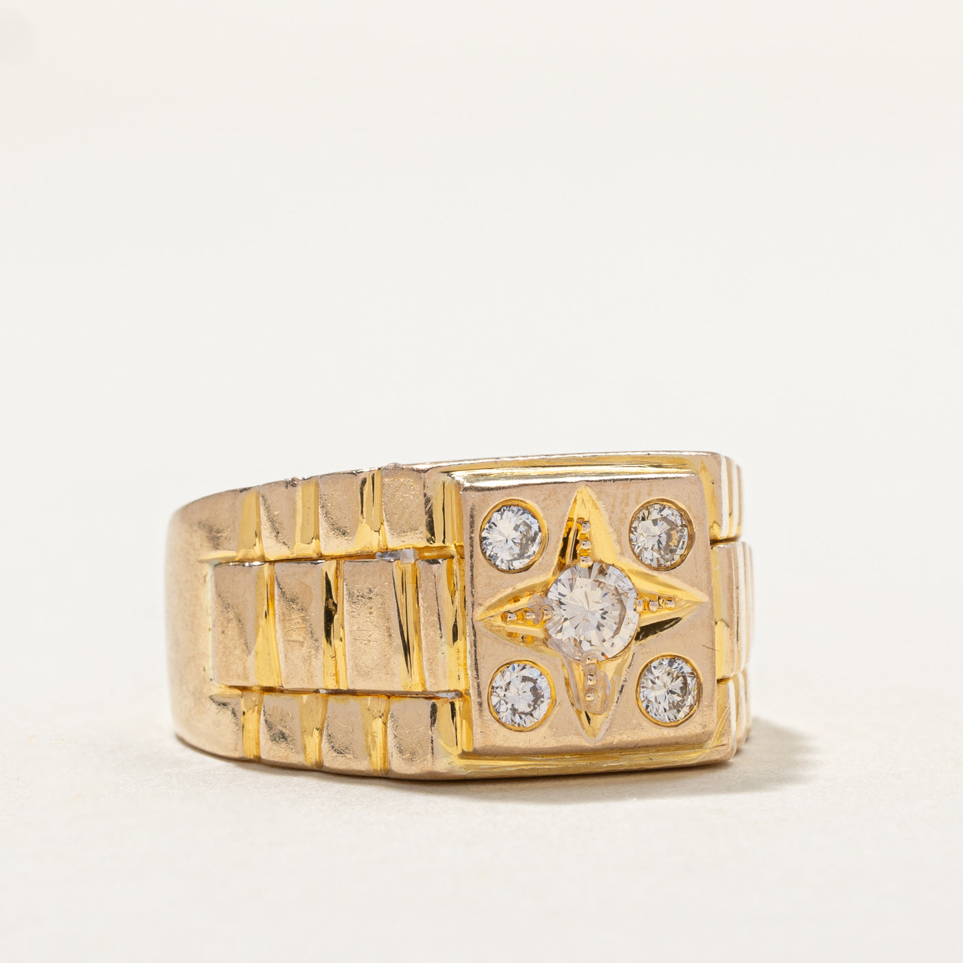 Bead Set Diamond Textured Ring | 0.48ctw | SZ 11 |